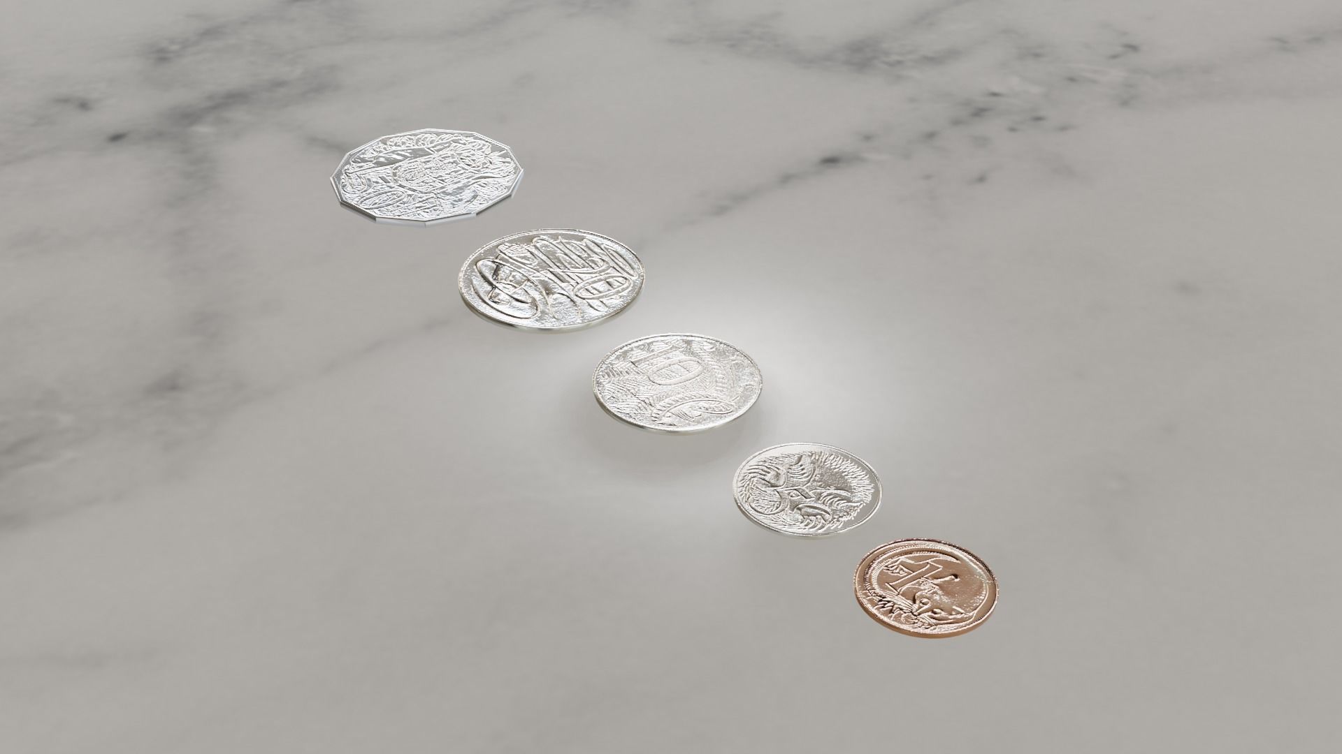 Australian Coin Collection All AUD Coins Low-poly 3D model_7