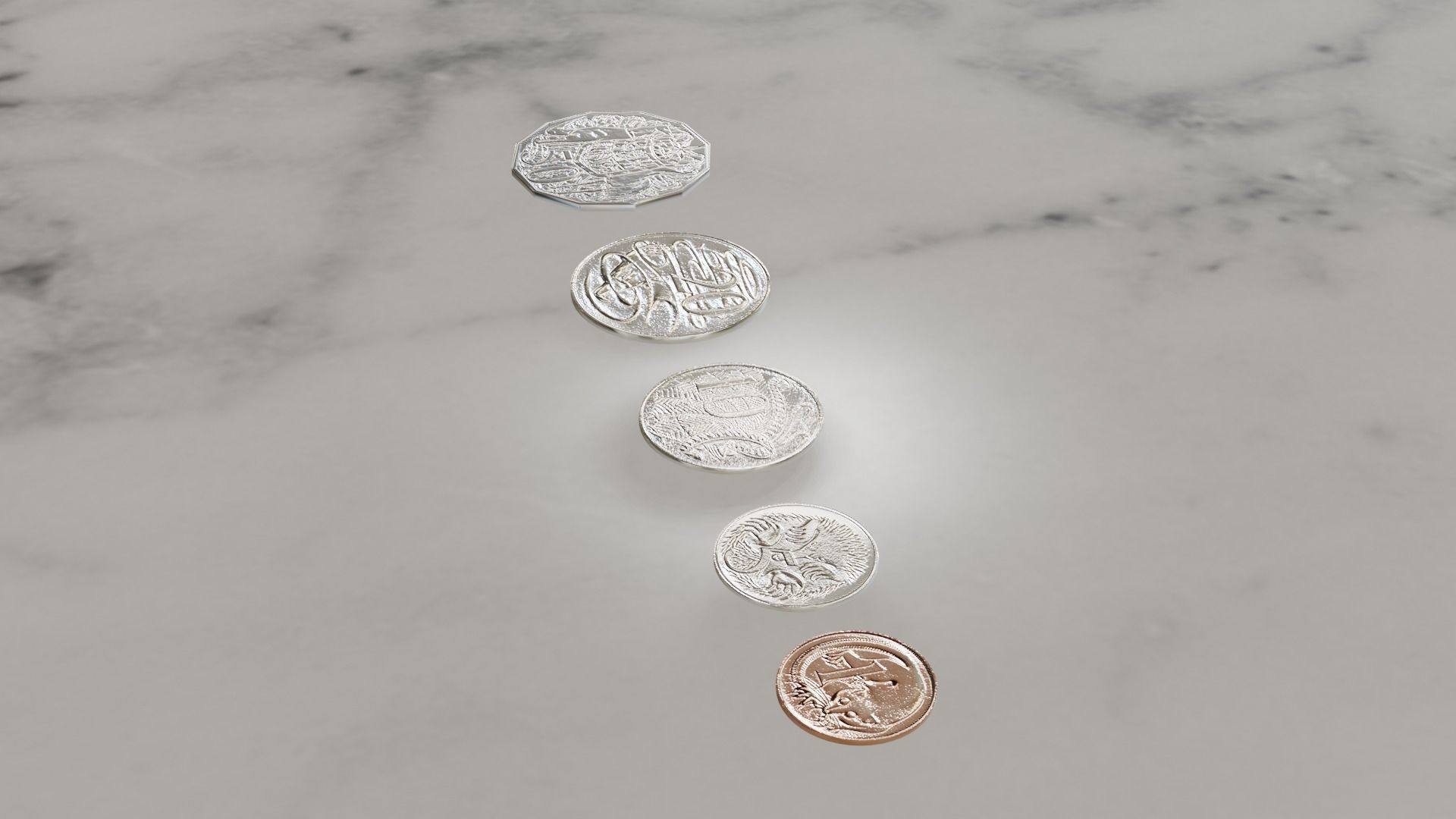 Australian Coin Collection All AUD Coins Low-poly 3D model_30