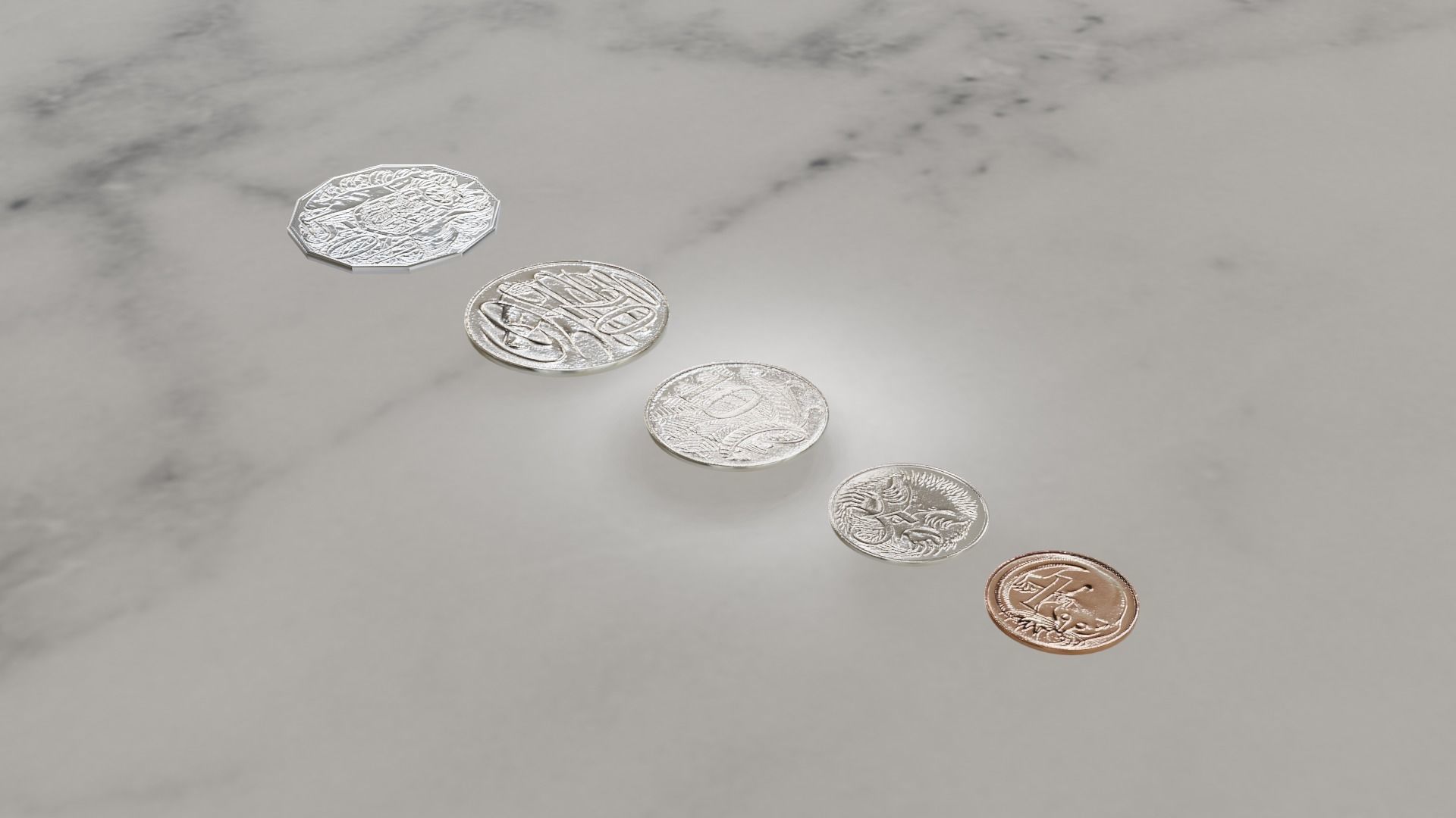 Australian Coin Collection All AUD Coins Low-poly 3D model_29