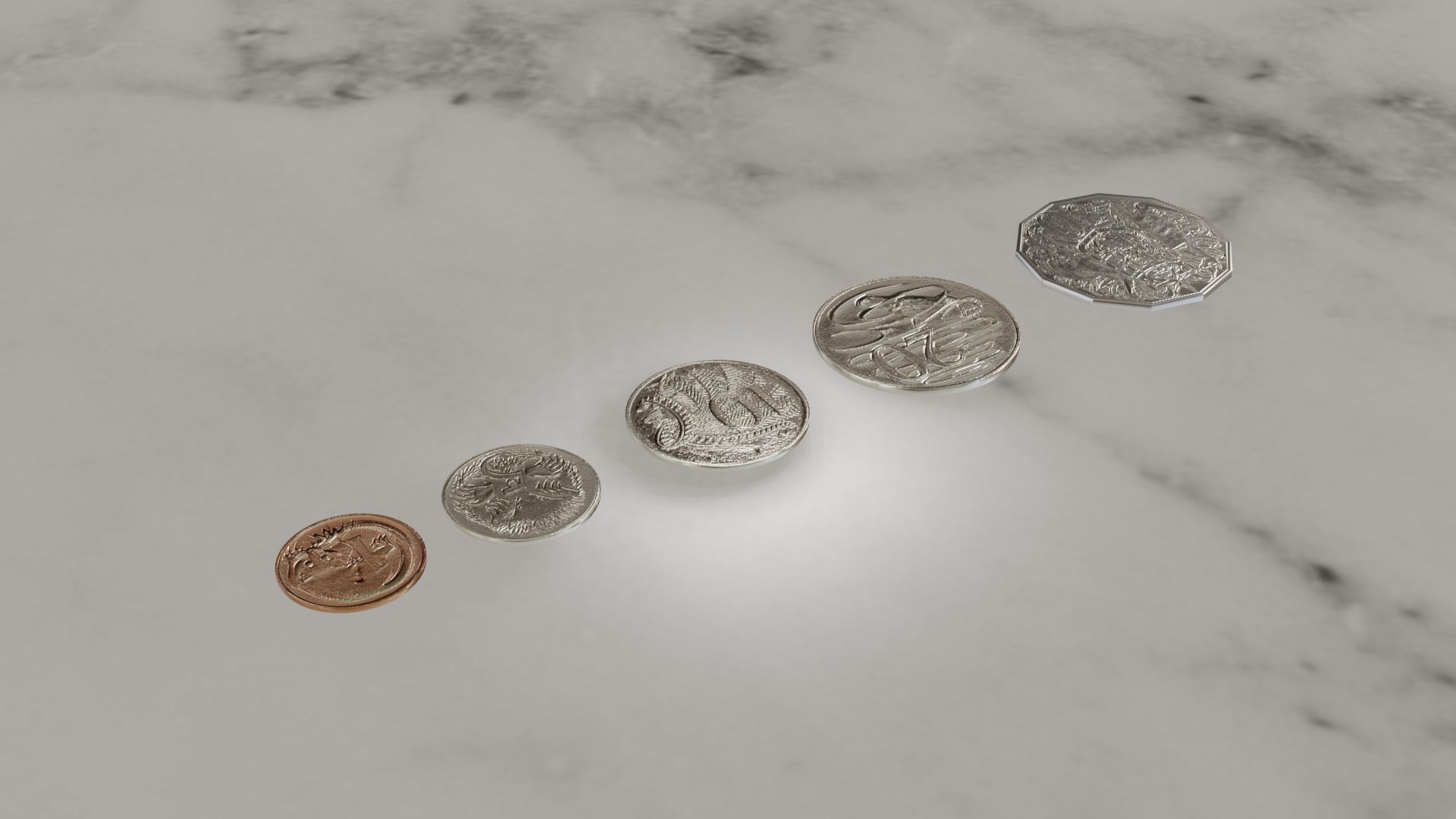 Australian Coin Collection All AUD Coins Low-poly 3D model_35