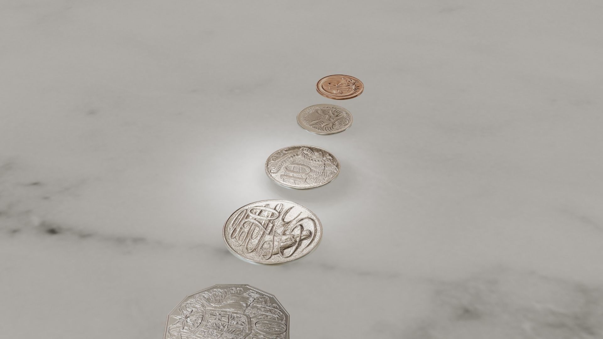 Australian Coin Collection All AUD Coins Low-poly 3D model_20