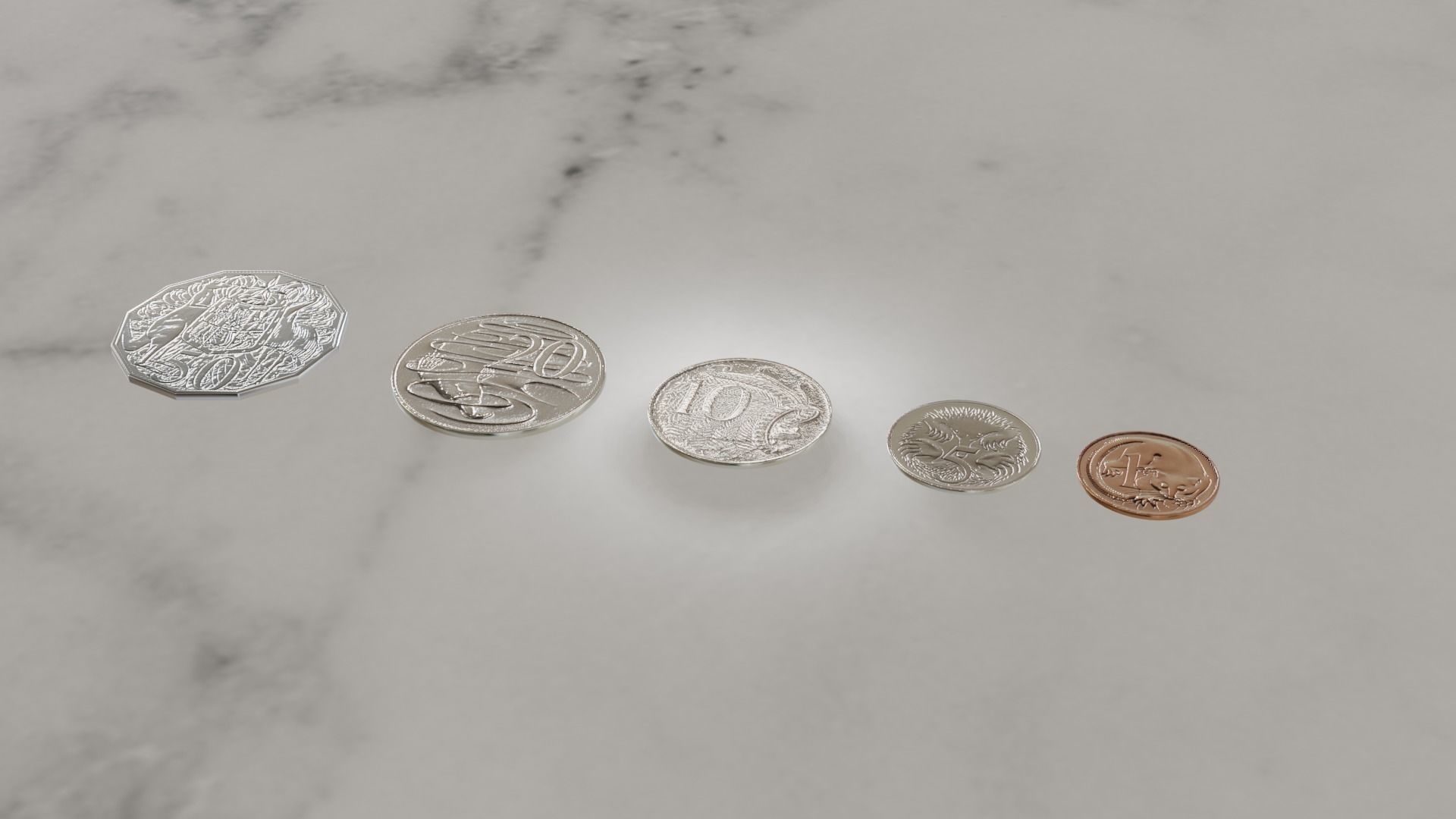 Australian Coin Collection All AUD Coins Low-poly 3D model_9
