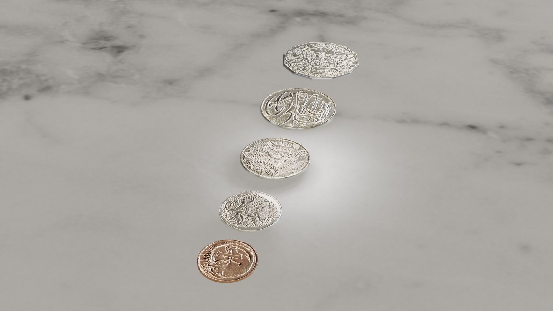 Australian Coin Collection All AUD Coins Low-poly 3D model_23