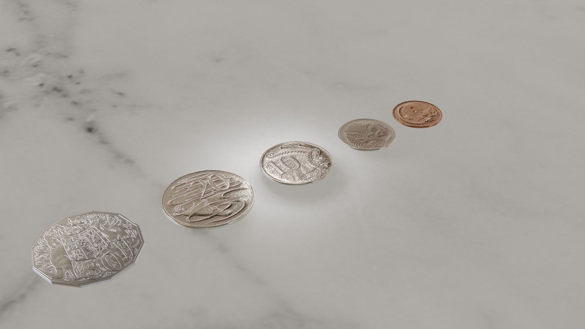 Australian Coin Collection All AUD Coins Low-poly 3D model_28