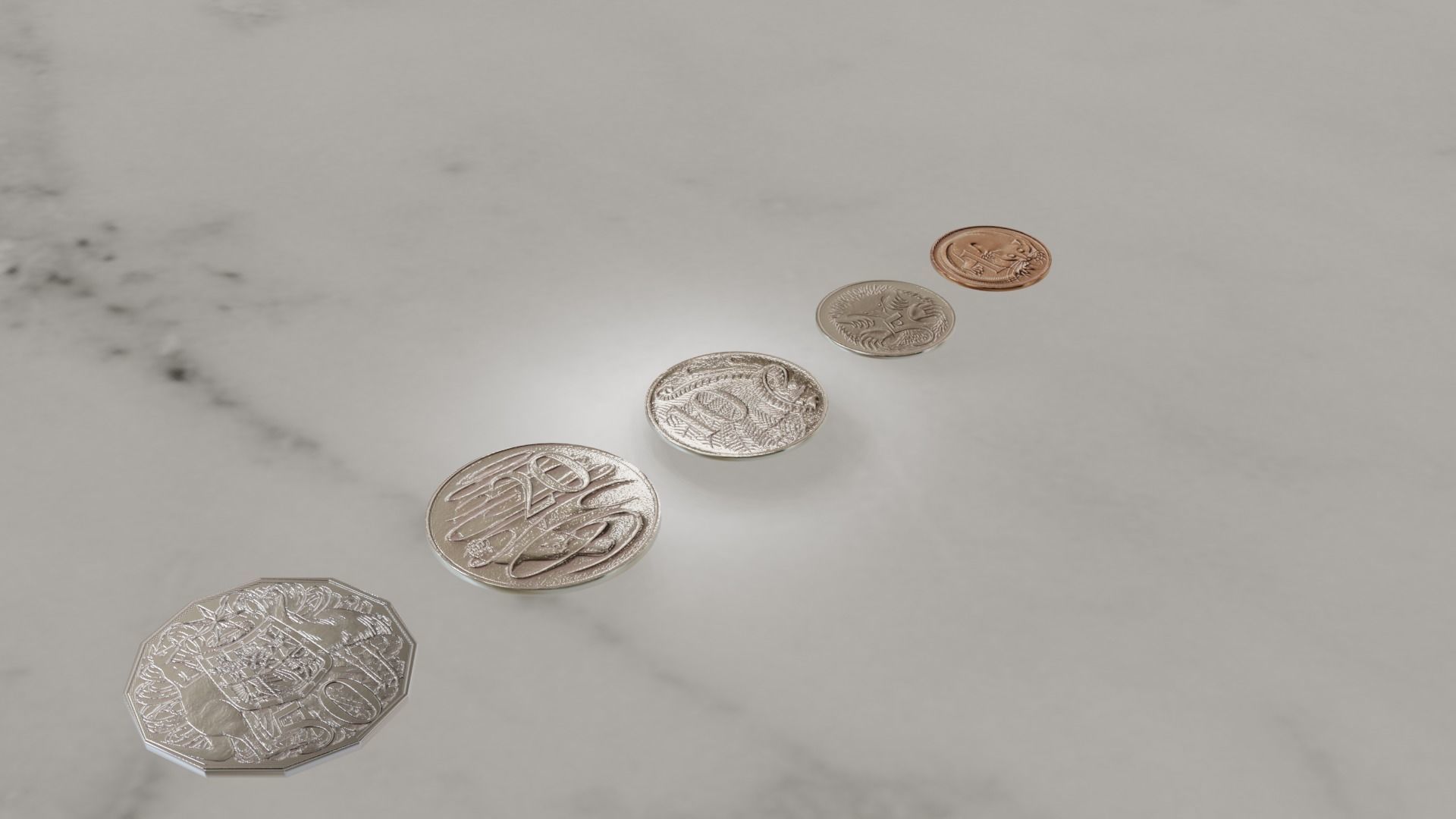 Australian Coin Collection All AUD Coins Low-poly 3D model_2