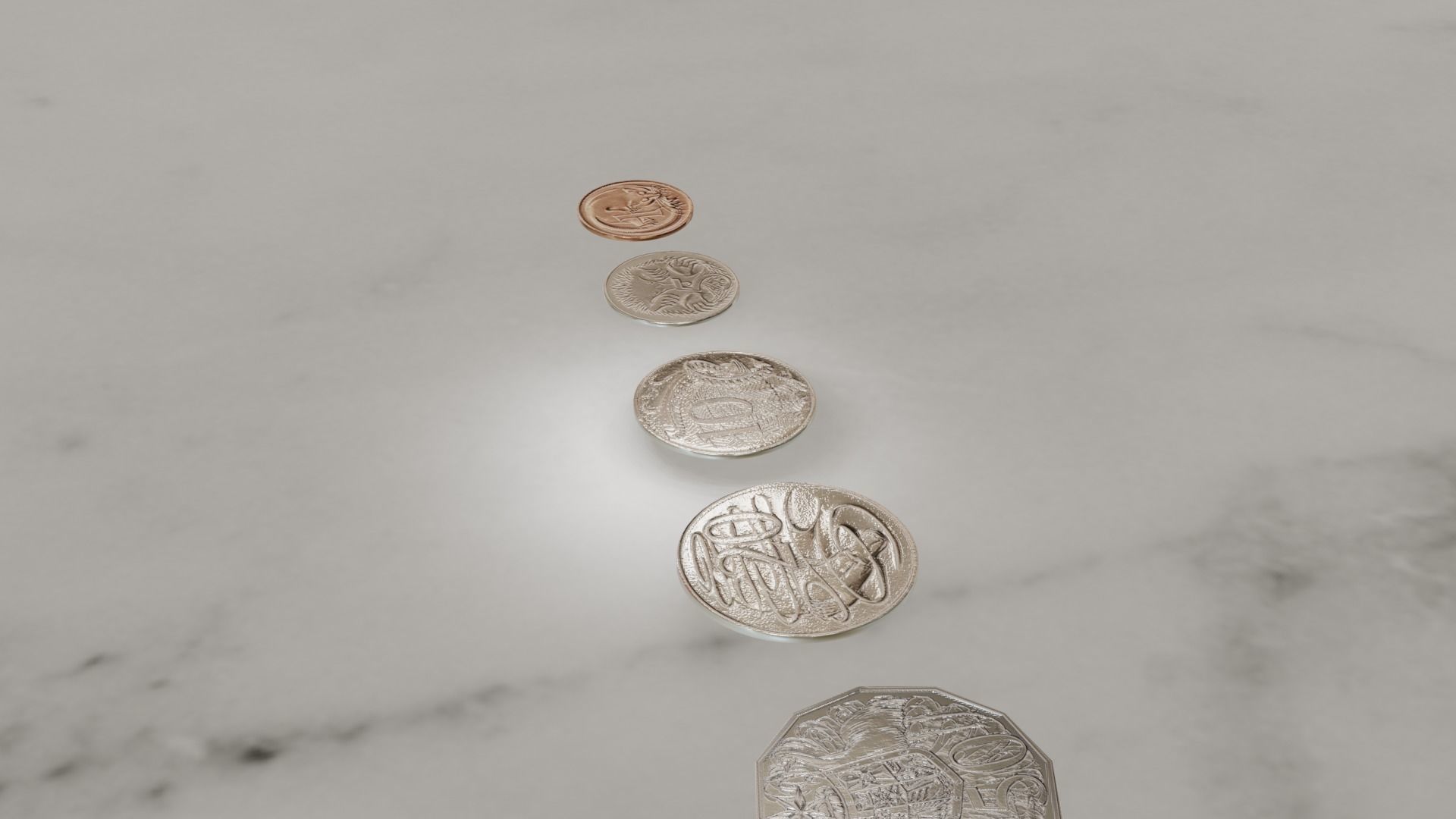 Australian Coin Collection All AUD Coins Low-poly 3D model_24