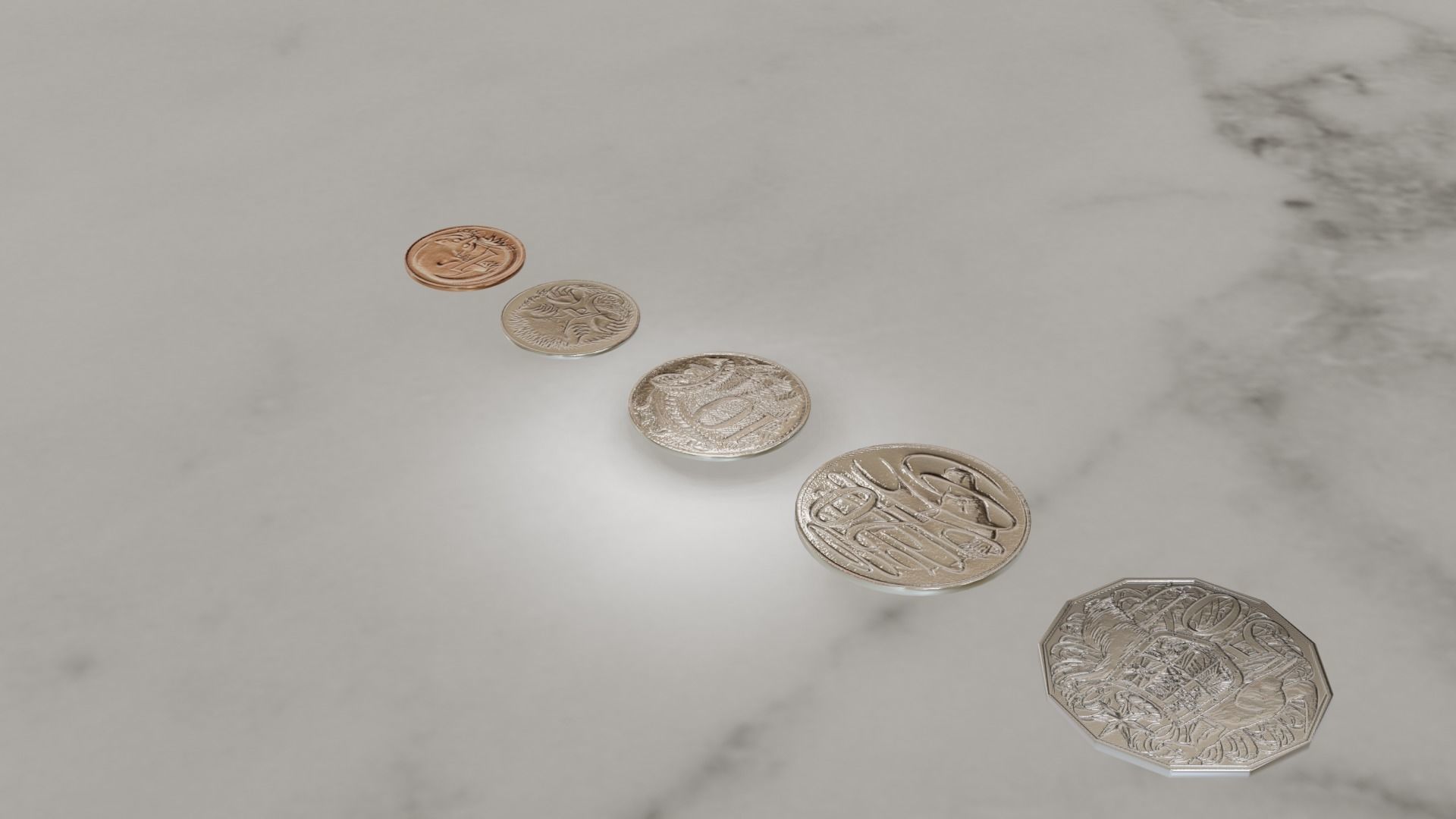 Australian Coin Collection All AUD Coins Low-poly 3D model_33