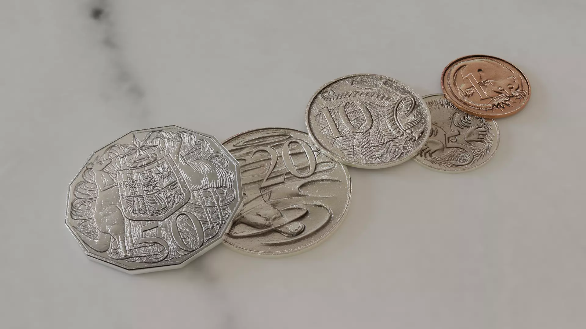 Australian Coin Collection All AUD Coins Low-poly 3D model_0