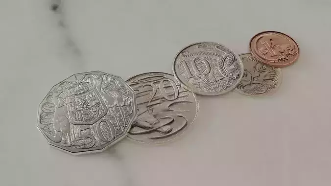 Australian Coin Collection All AUD Coins Low-poly 3D model