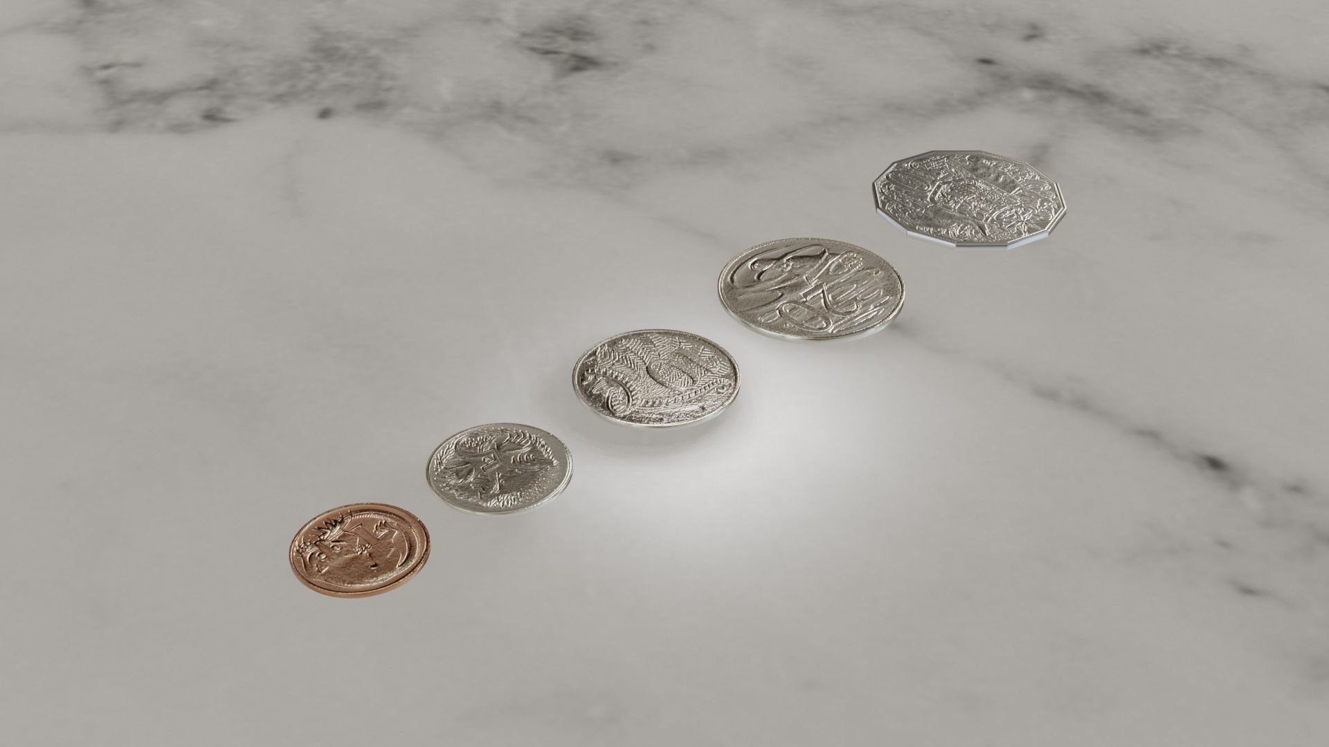 Australian Coin Collection All AUD Coins Low-poly 3D model_37