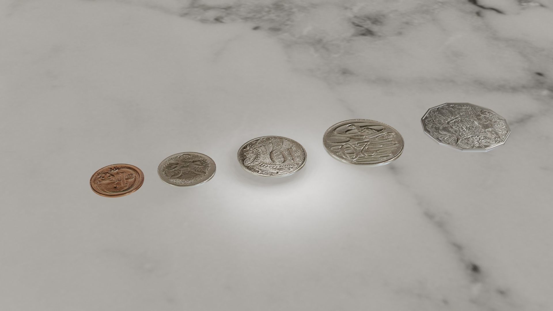Australian Coin Collection All AUD Coins Low-poly 3D model_10