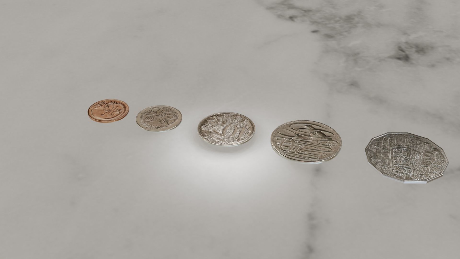 Australian Coin Collection All AUD Coins Low-poly 3D model_34