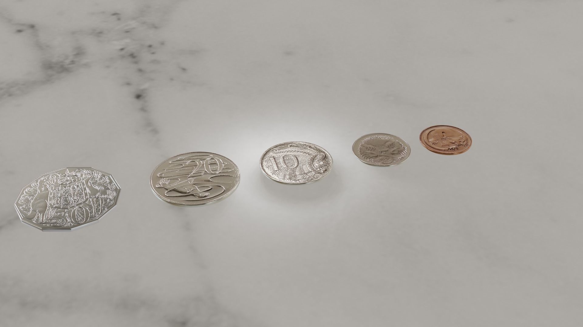 Australian Coin Collection All AUD Coins Low-poly 3D model_26