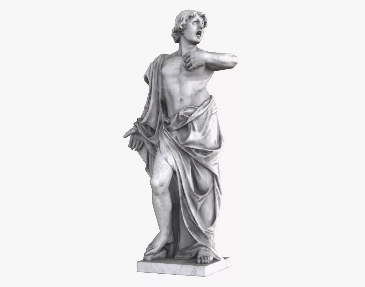 Tenor Antique Statue - Granite Low-poly 3D model