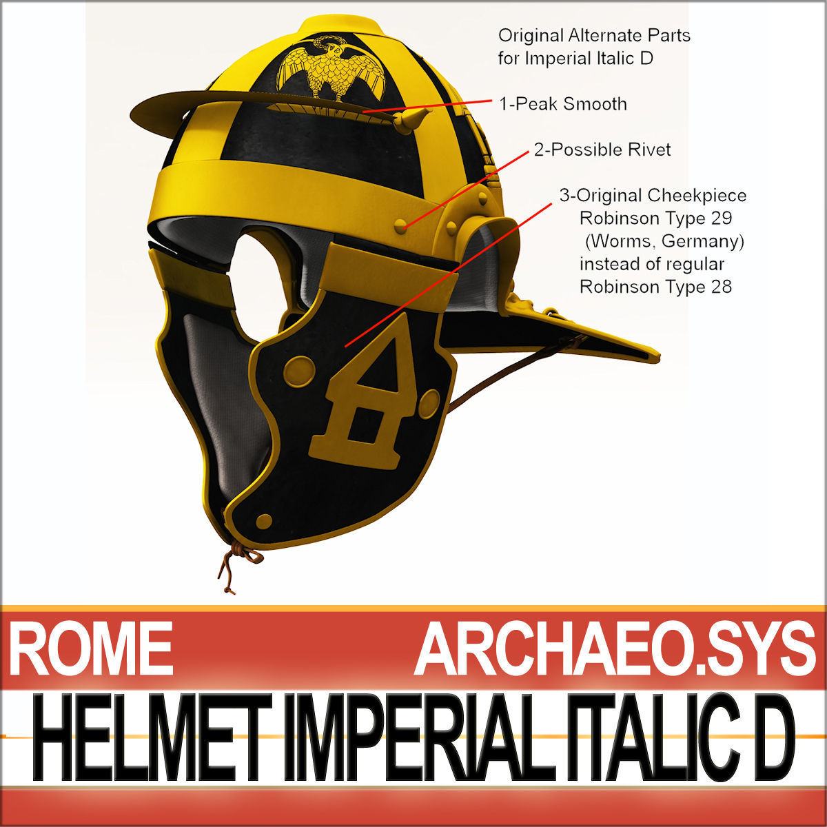 Roman Helmet Imperial Italic D Mainz 3D model_3