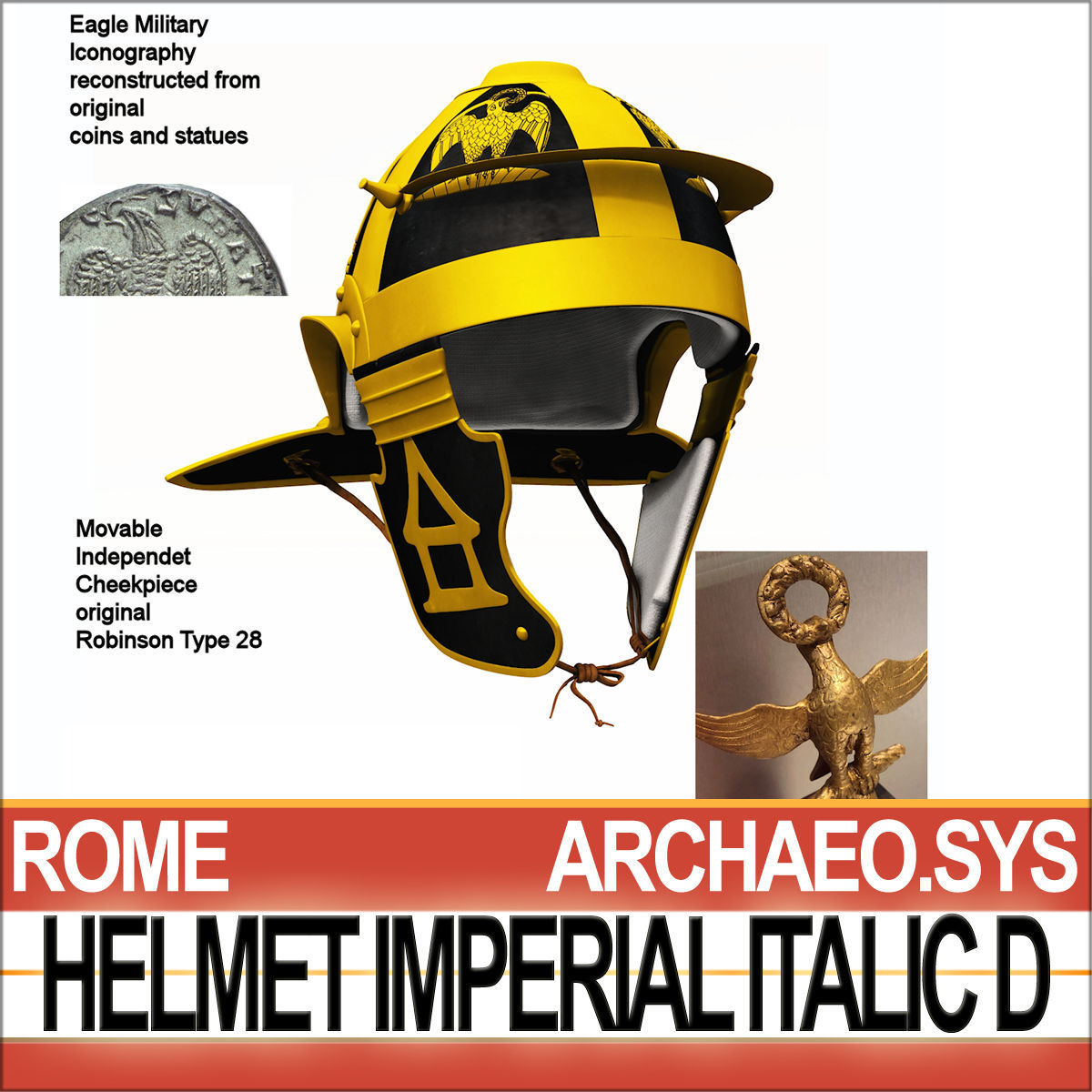 Roman Helmet Imperial Italic D Mainz 3D model_4
