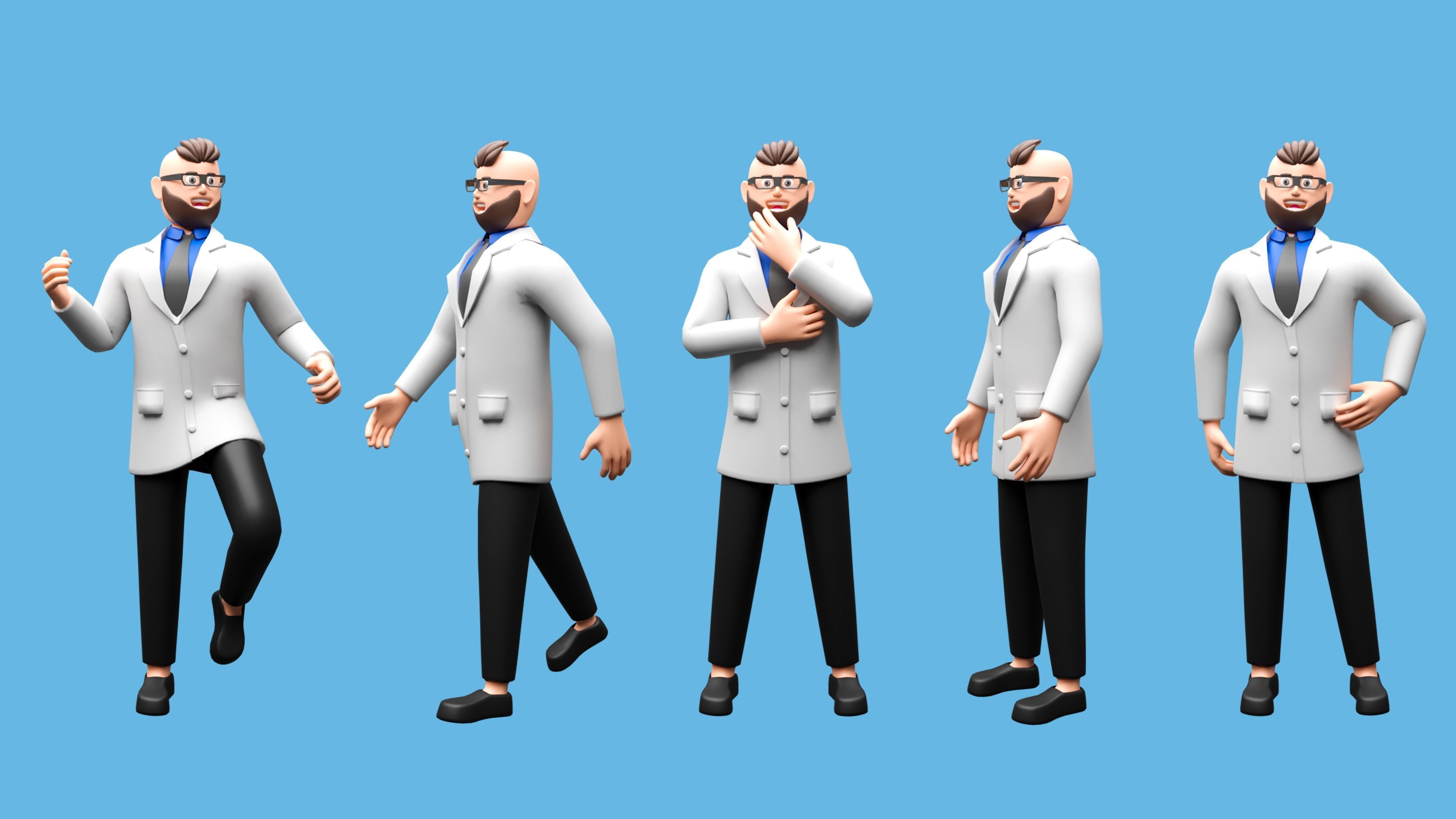 Cartoon characters 1 03 professions Low-poly 3D model_9