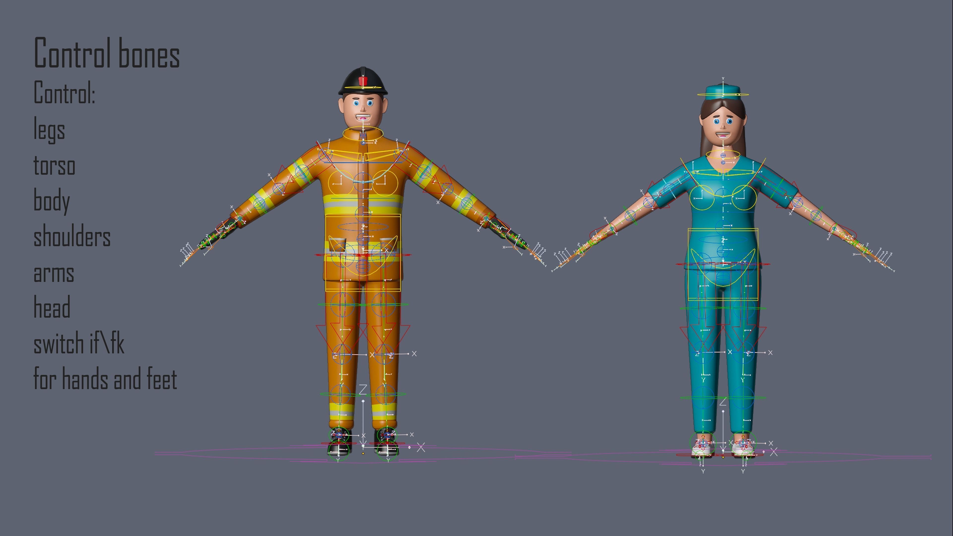 Cartoon characters 1 03 professions Low-poly 3D model_10