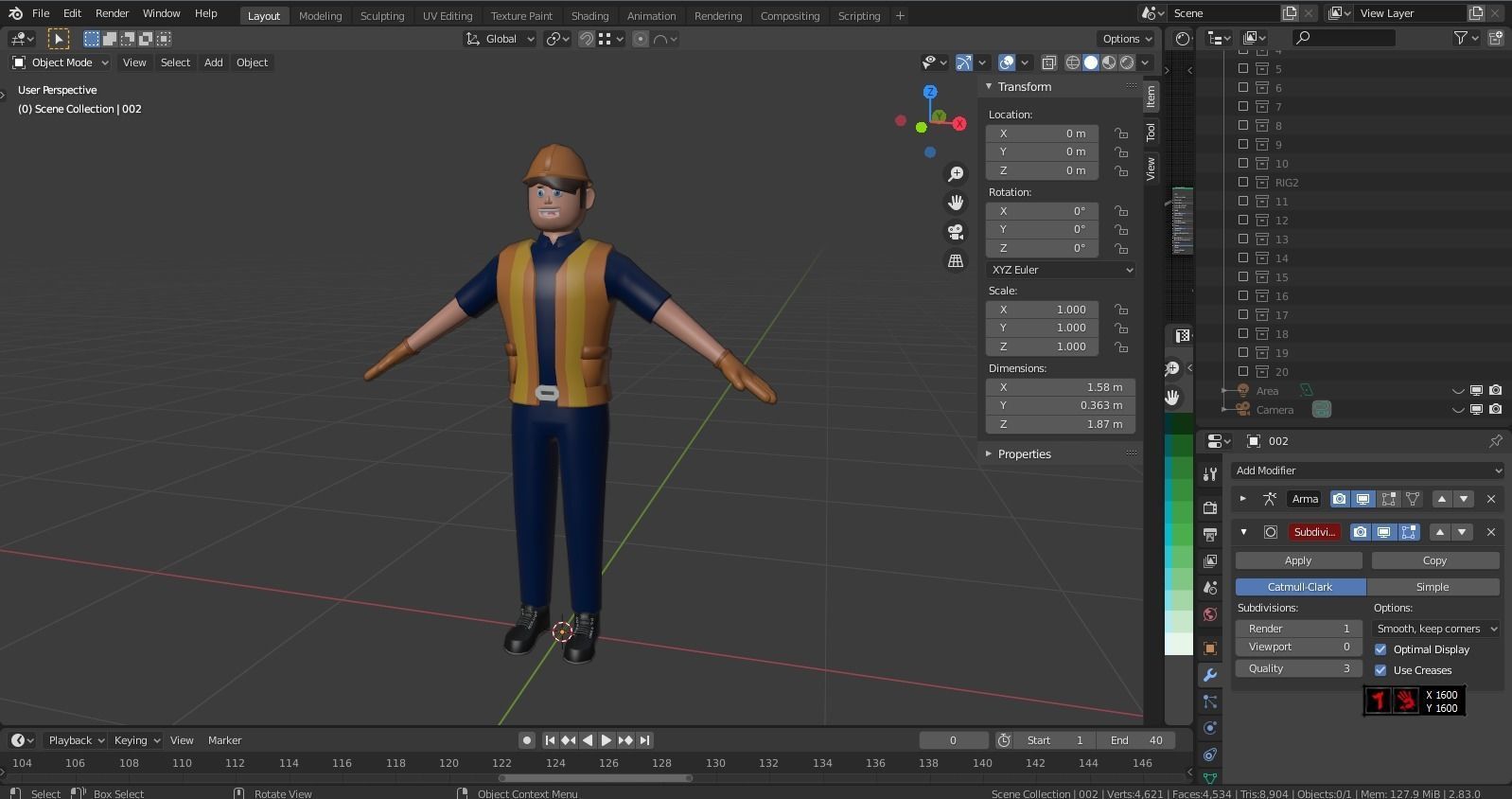 Cartoon characters 1 03 professions Low-poly 3D model_17