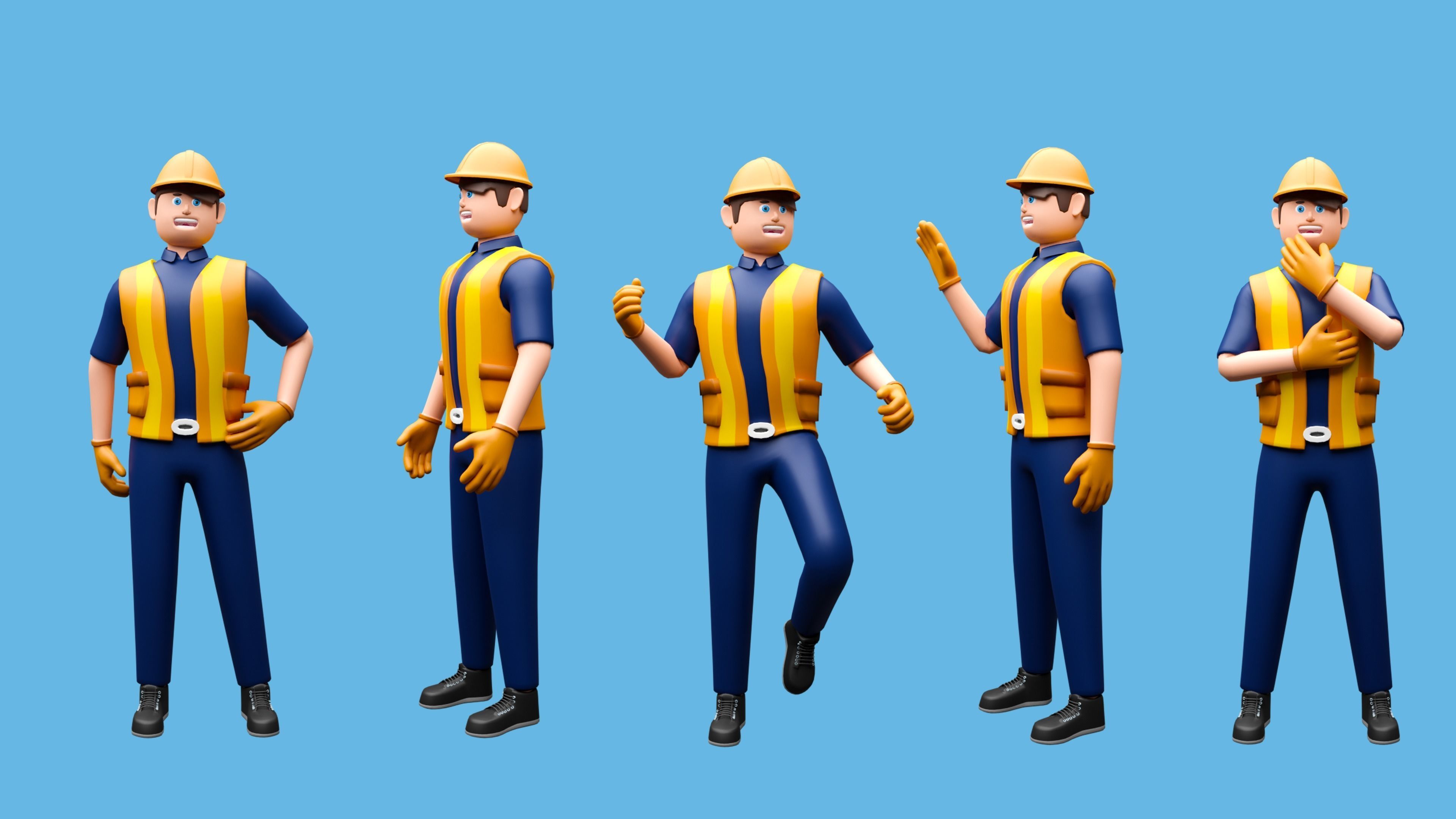 Cartoon characters 1 03 professions Low-poly 3D model_7