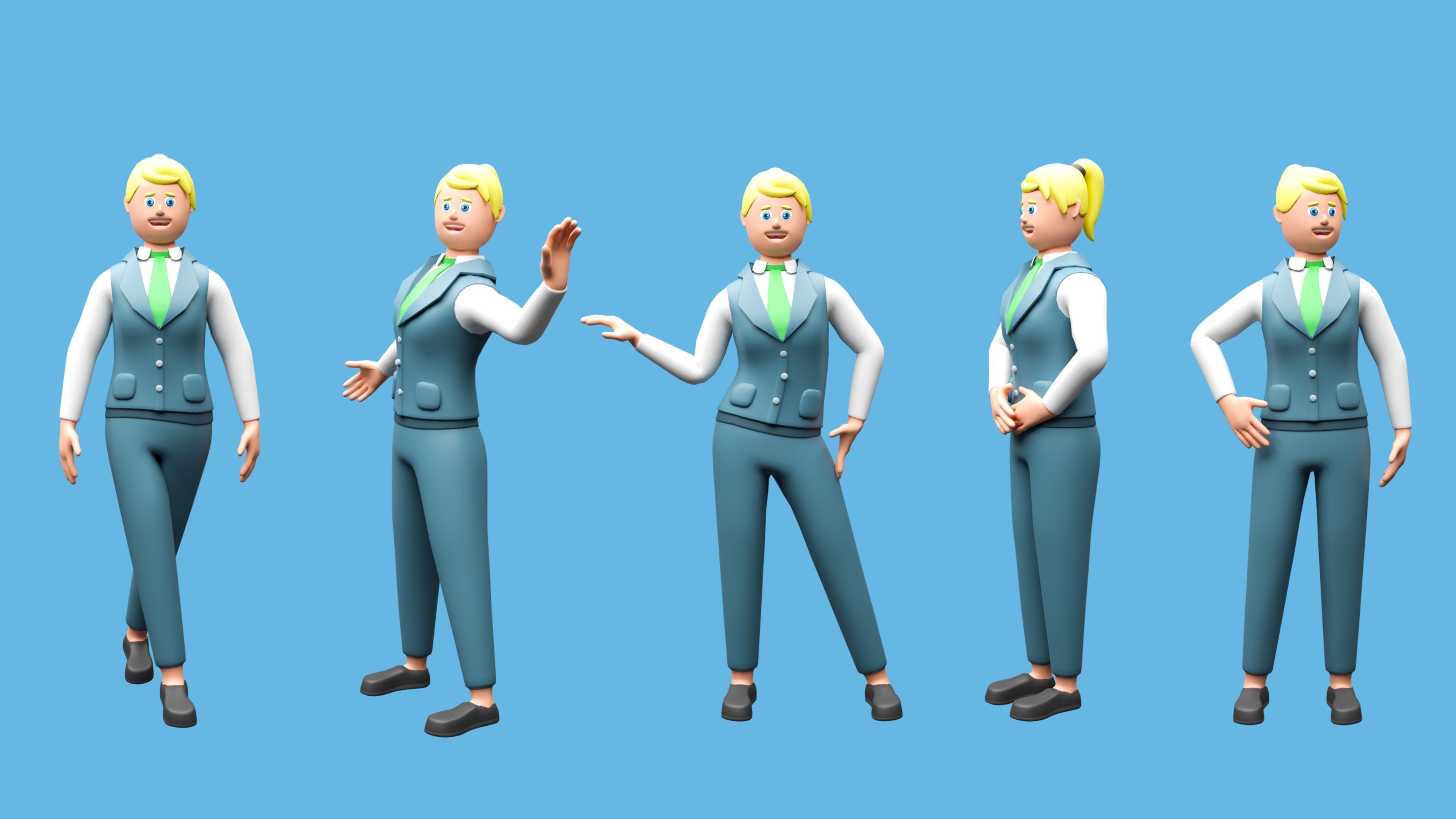 Cartoon characters 1 03 professions Low-poly 3D model_8