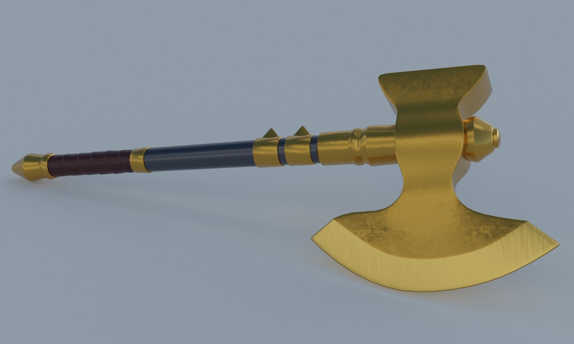 Golden axe hammer battle weapon low poly PBR 3D model Low-poly 3D model_13