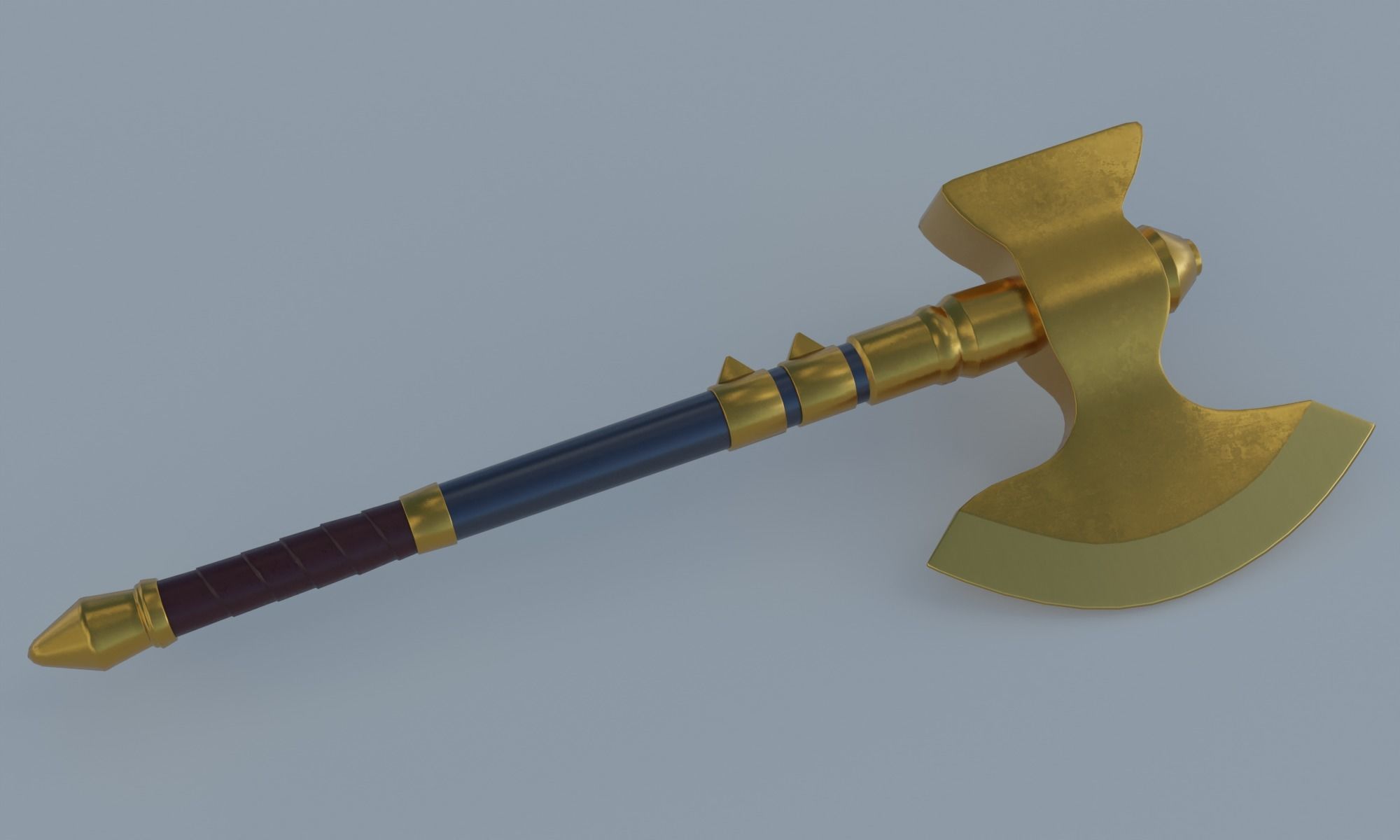 Golden axe hammer battle weapon low poly PBR 3D model Low-poly 3D model_9