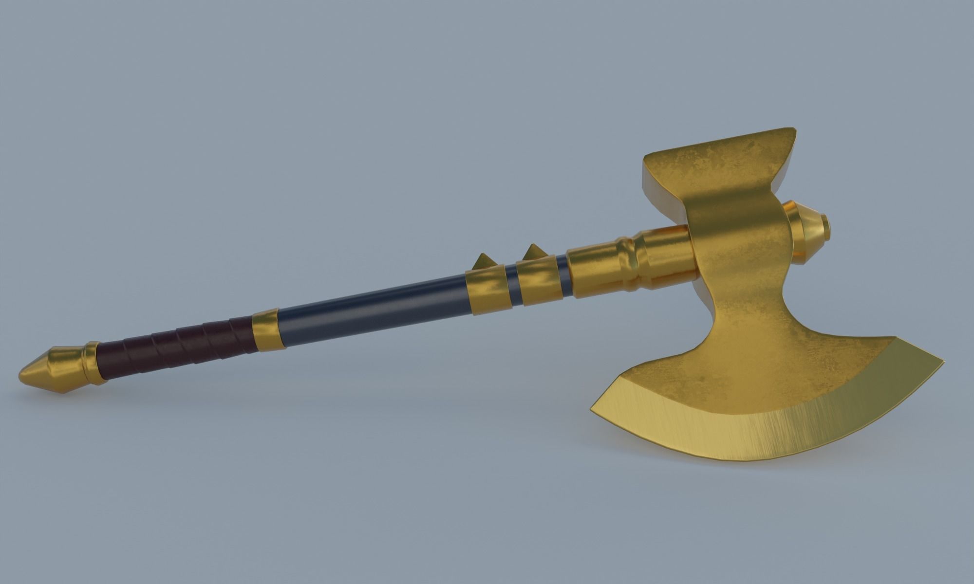 Golden axe hammer battle weapon low poly PBR 3D model Low-poly 3D model_12