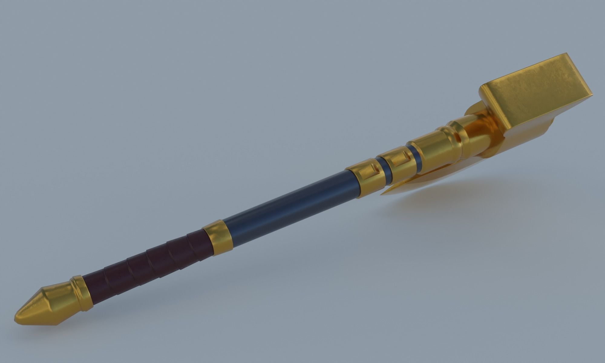 Golden axe hammer battle weapon low poly PBR 3D model Low-poly 3D model_8