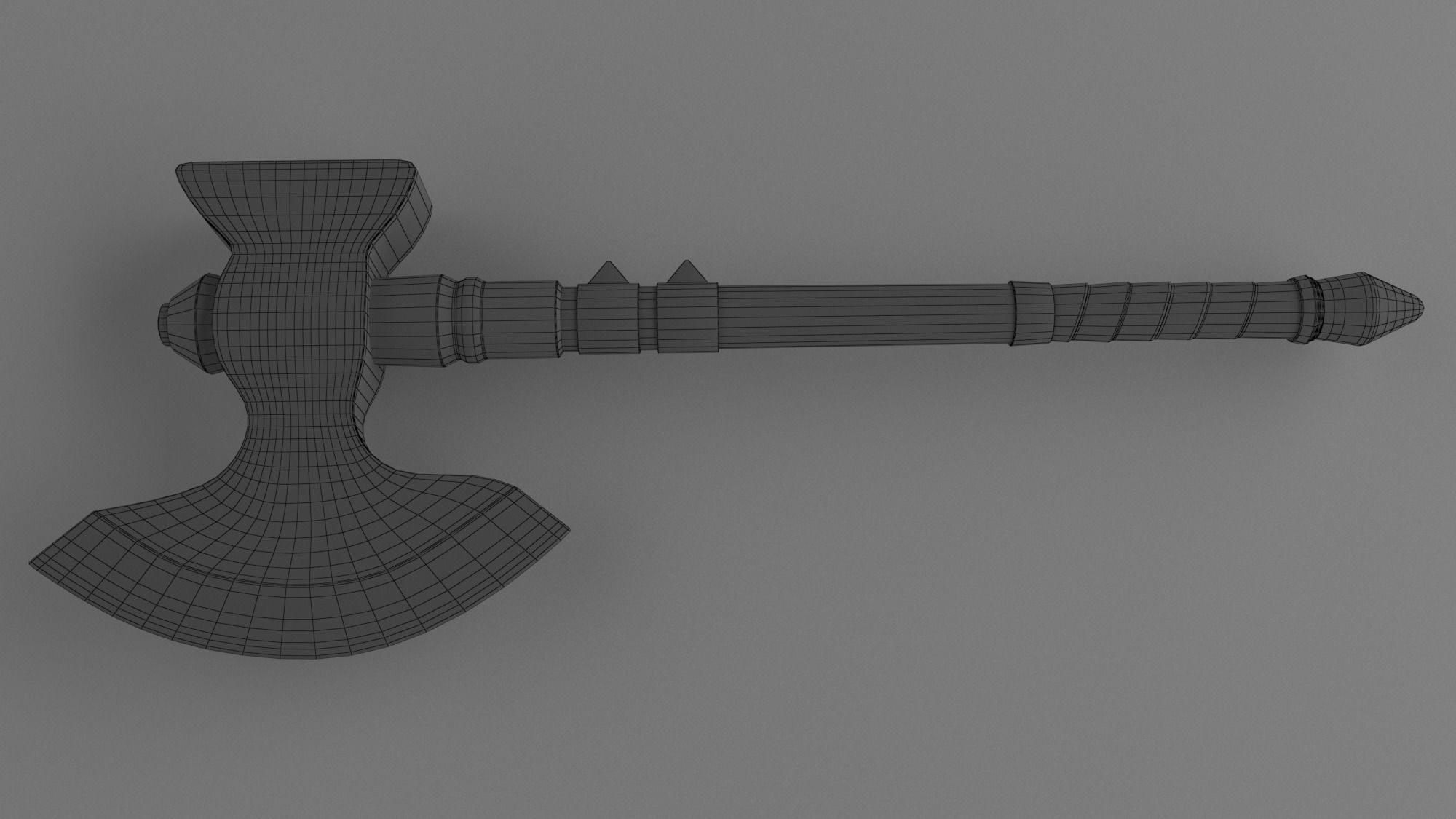 Golden axe hammer battle weapon low poly PBR 3D model Low-poly 3D model_21