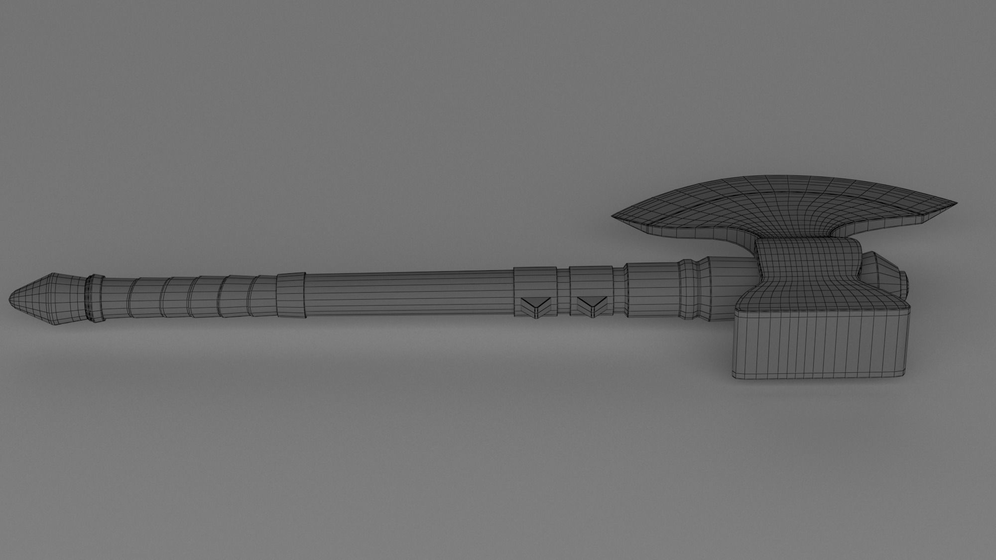 Golden axe hammer battle weapon low poly PBR 3D model Low-poly 3D model_22