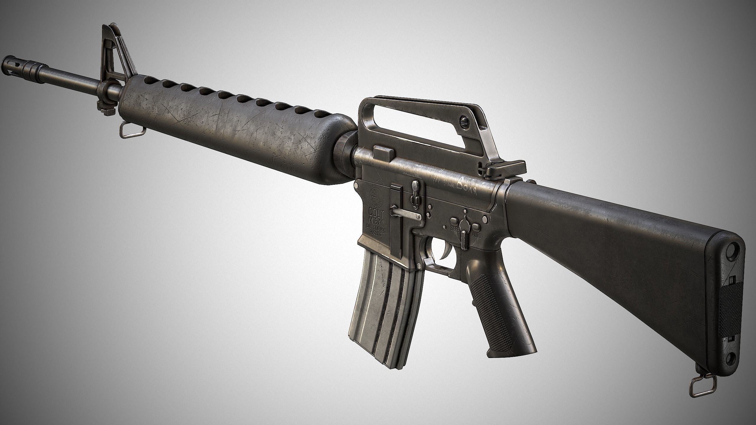 M16A1 ar - rifle Low-poly 3D model_3