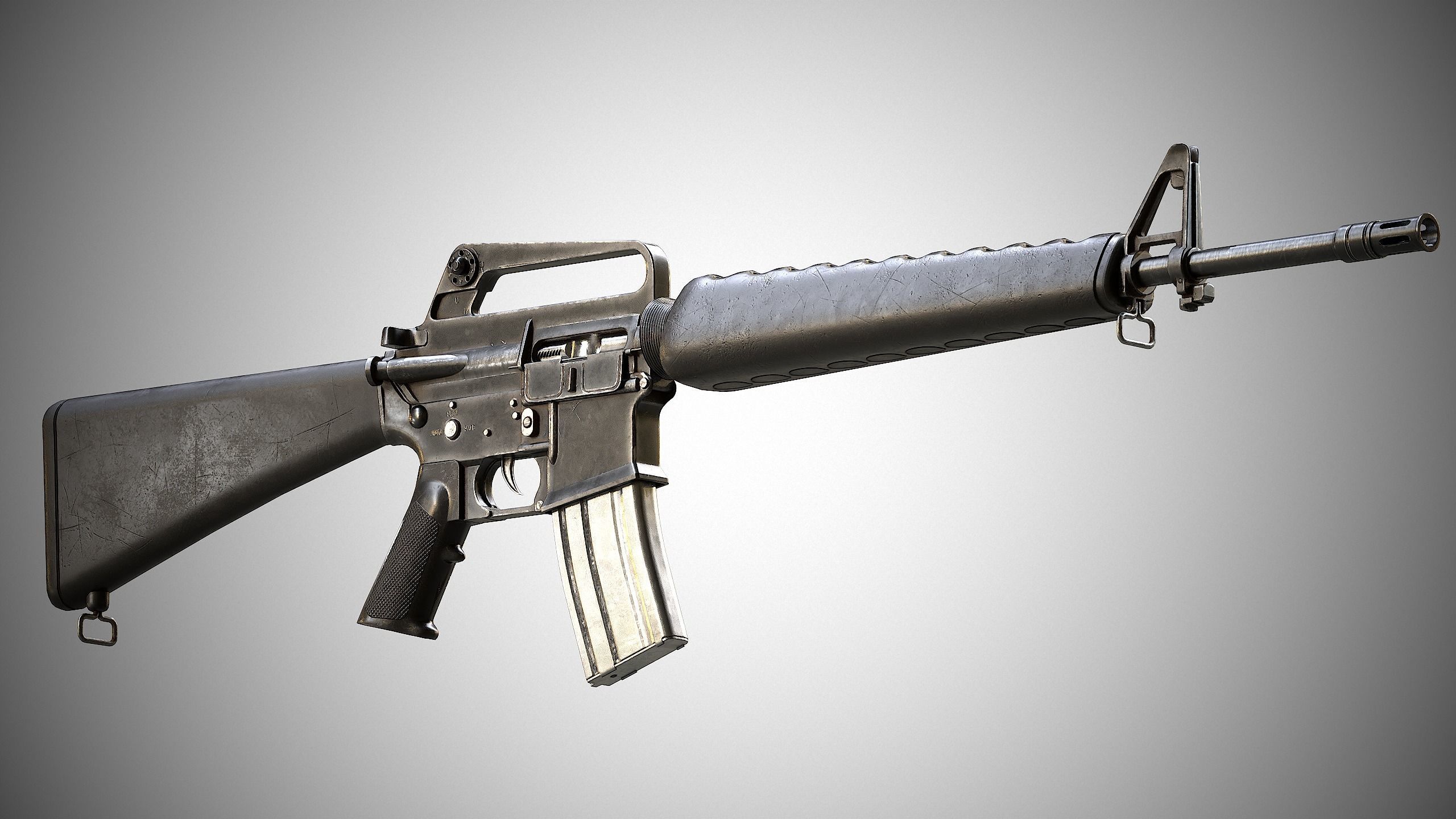 M16A1 ar - rifle Low-poly 3D model_2