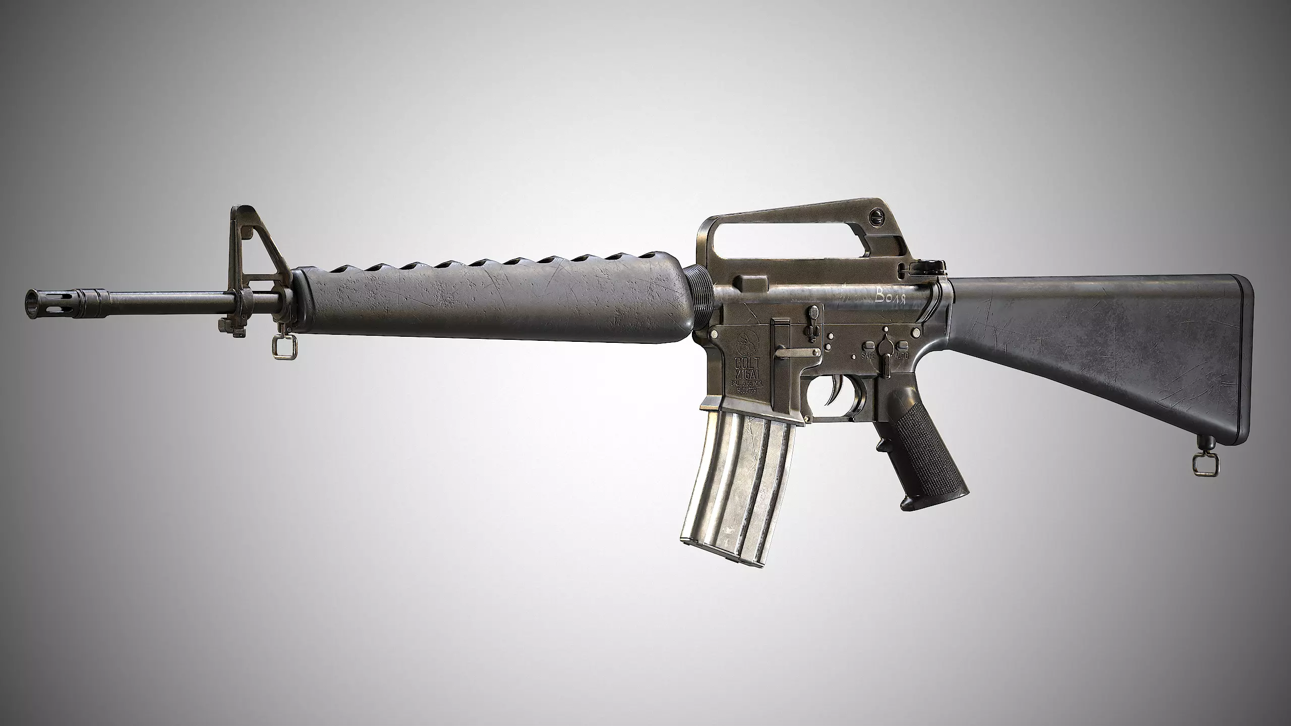M16A1 ar - rifle Low-poly 3D model_0