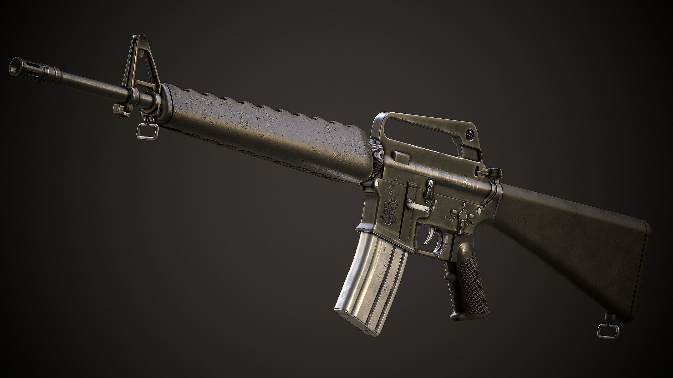 M16A1 ar - rifle Low-poly 3D model_5