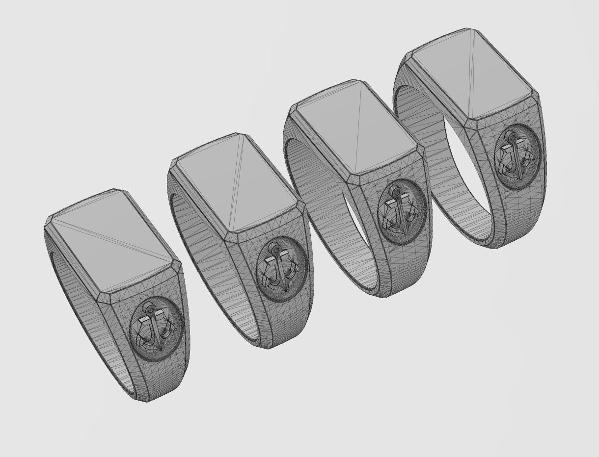 Rectangular Anchor sides signet ring US sizes 7to10 3D print model_11