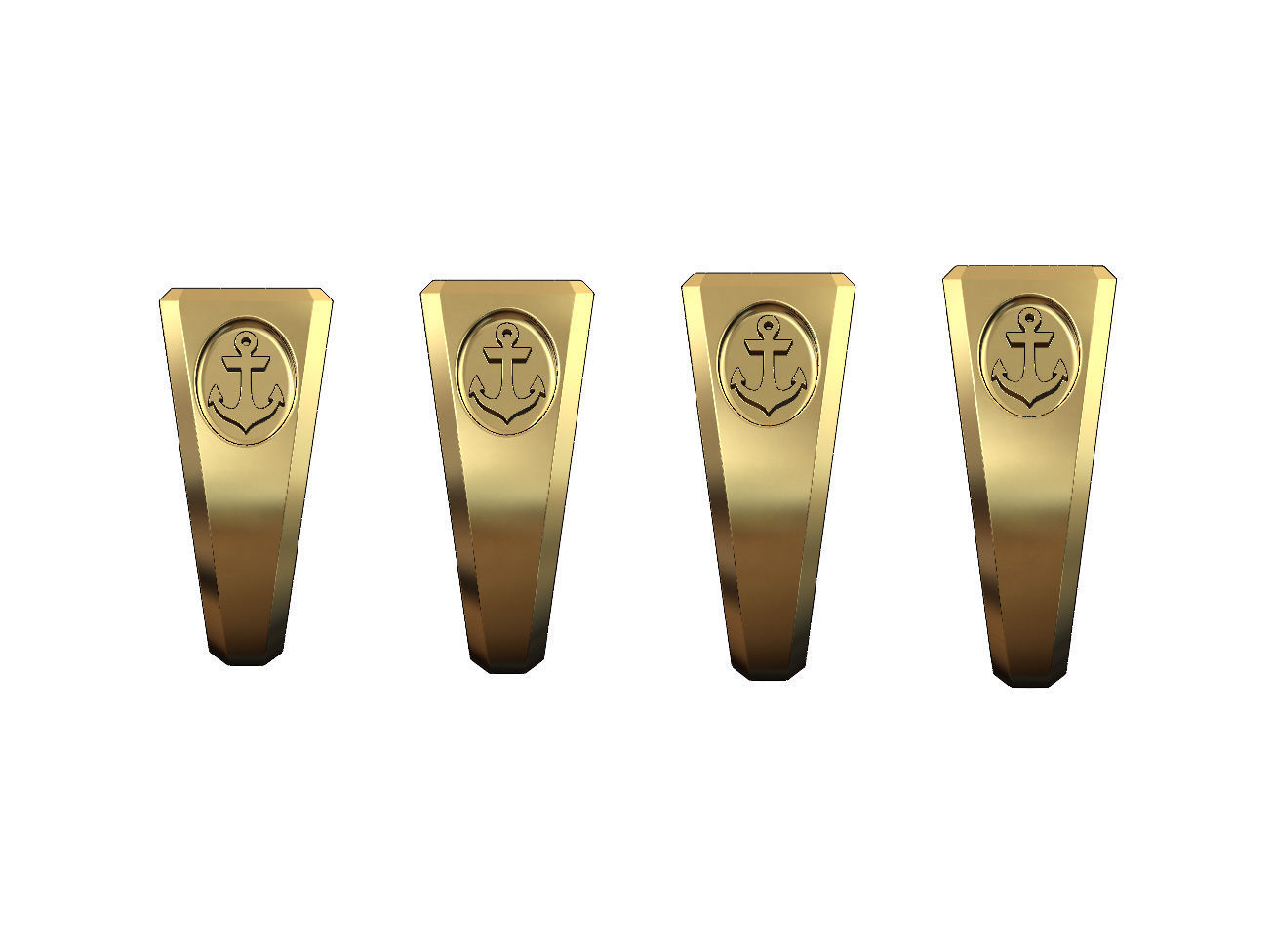 Rectangular Anchor sides signet ring US sizes 7to10 3D print model_2