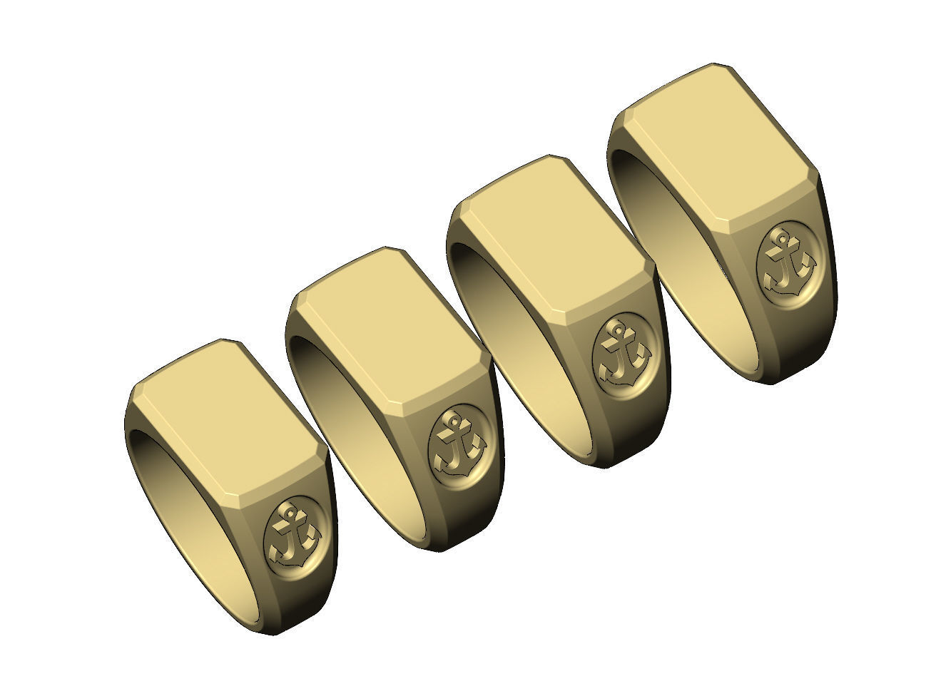 Rectangular Anchor sides signet ring US sizes 7to10 3D print model_4