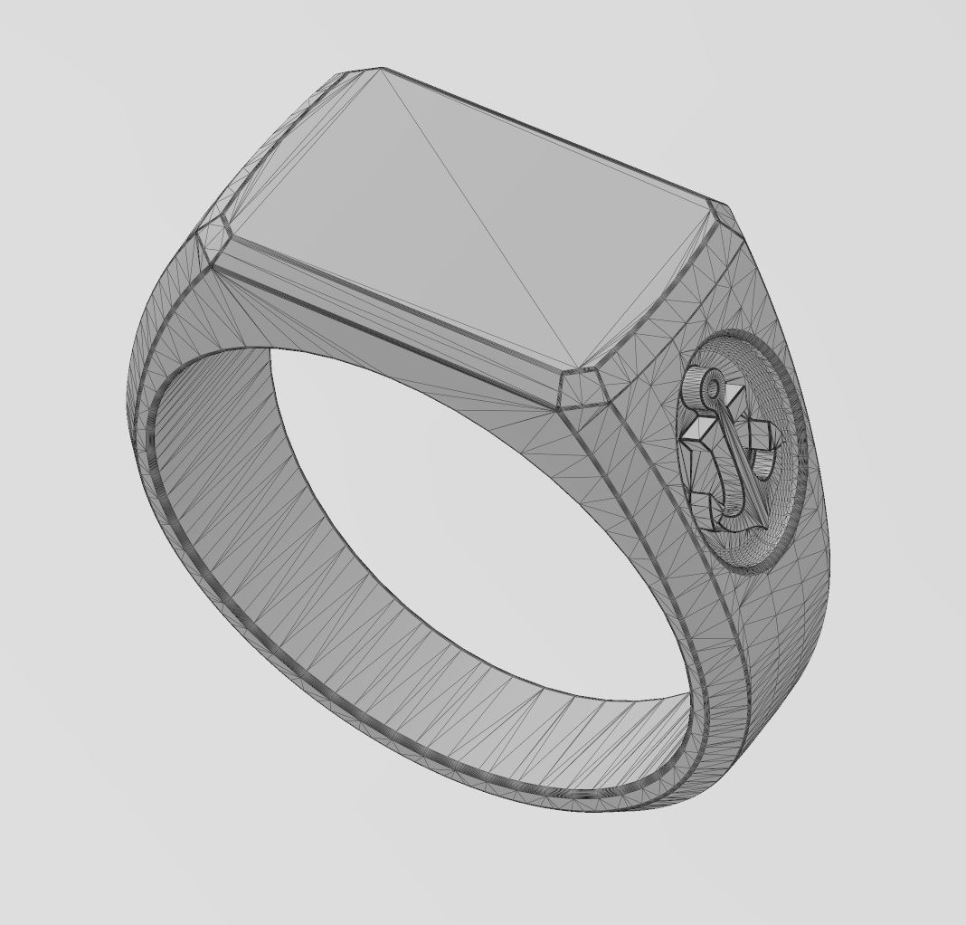 Rectangular Anchor sides signet ring US sizes 7to10 3D print model_13