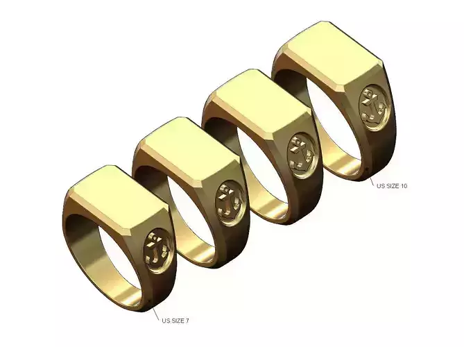 Rectangular Anchor sides signet ring US sizes 7to10
