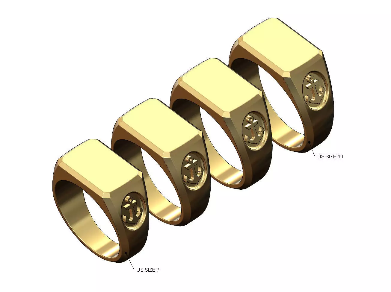 Rectangular Anchor sides signet ring US sizes 7to10 3D print model_0