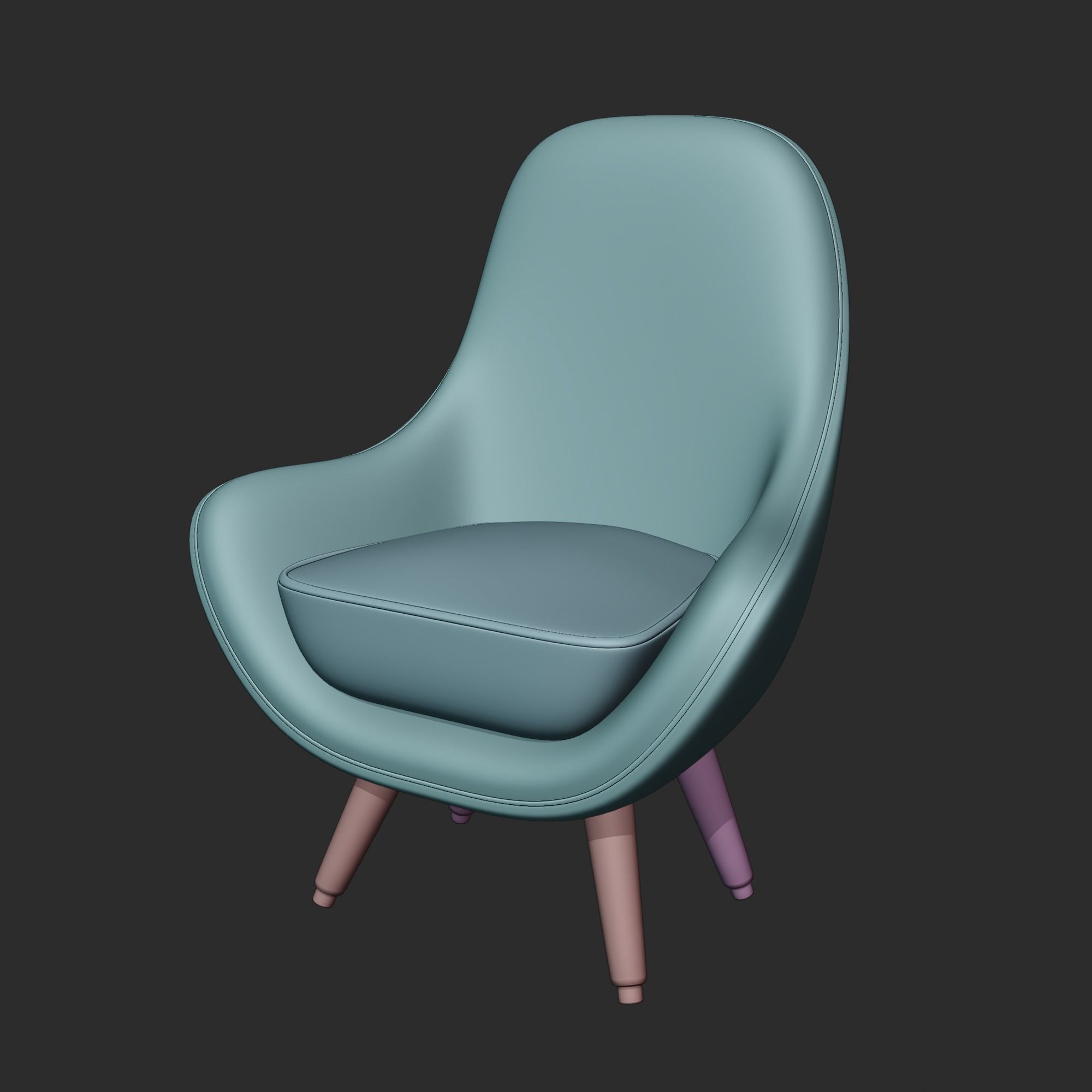 Arm Chair for living room furniture  Low-poly 3D model_6