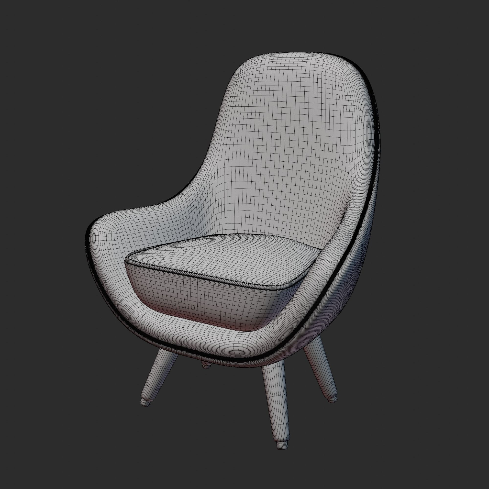 Arm Chair for living room furniture  Low-poly 3D model_5