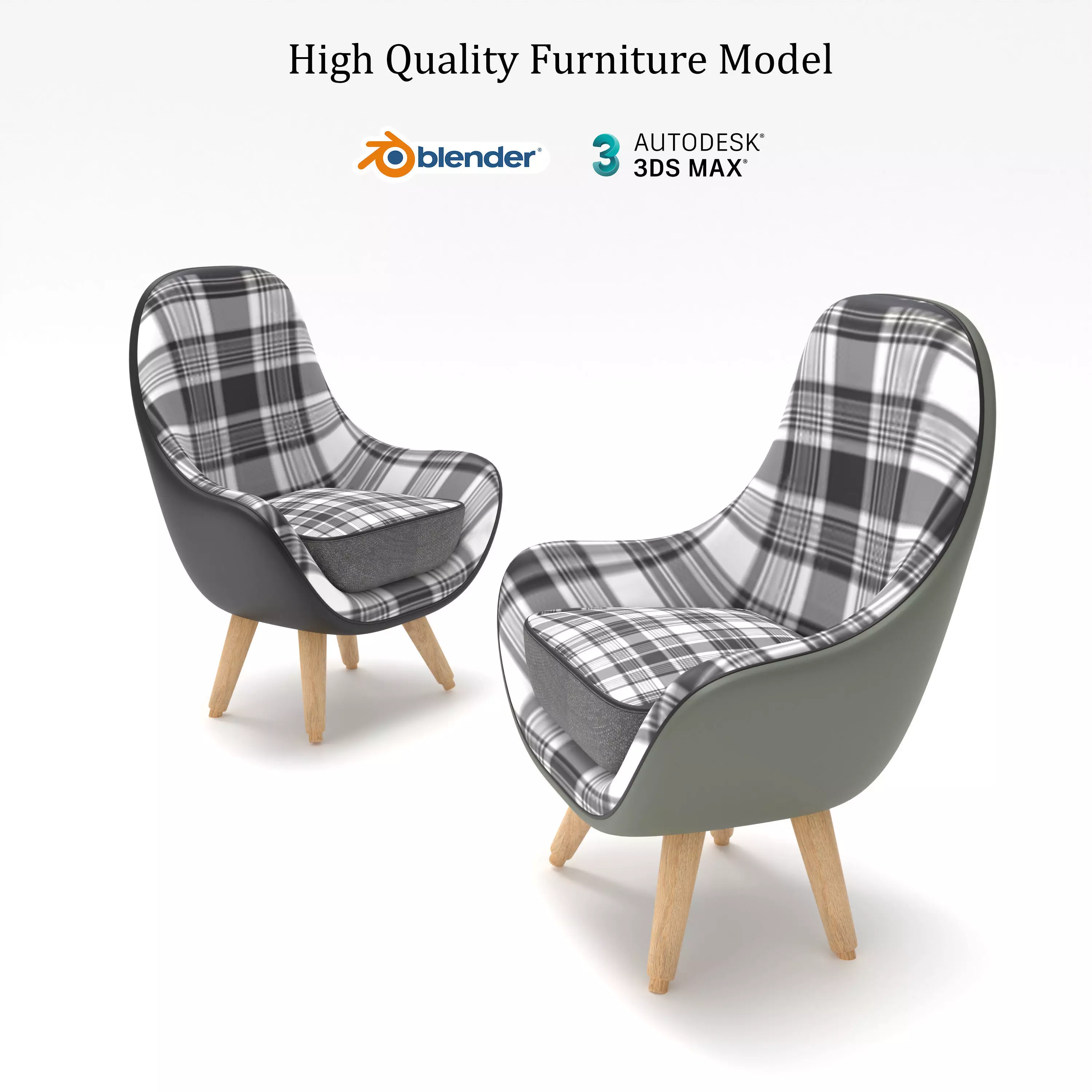 Arm Chair for living room furniture  Low-poly 3D model_0