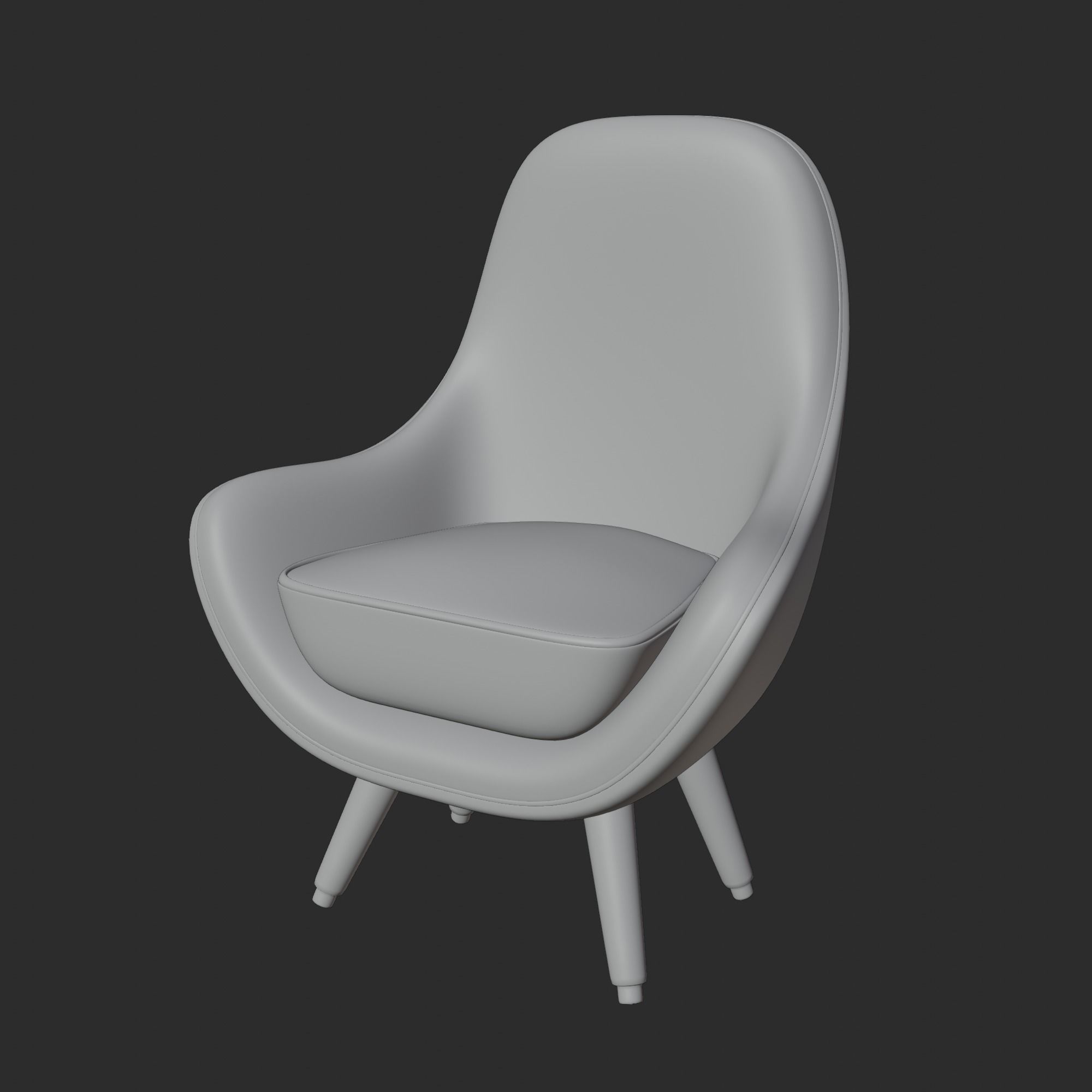 Arm Chair for living room furniture  Low-poly 3D model_1