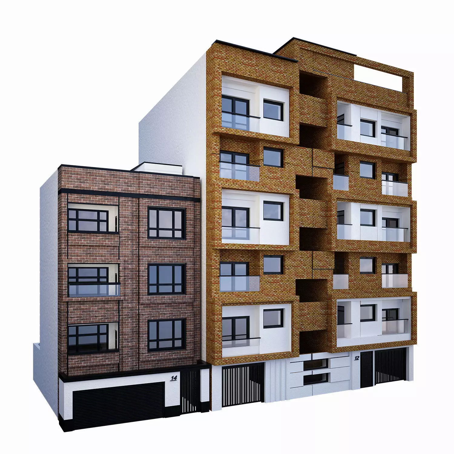 2 building apartment 3D model_0