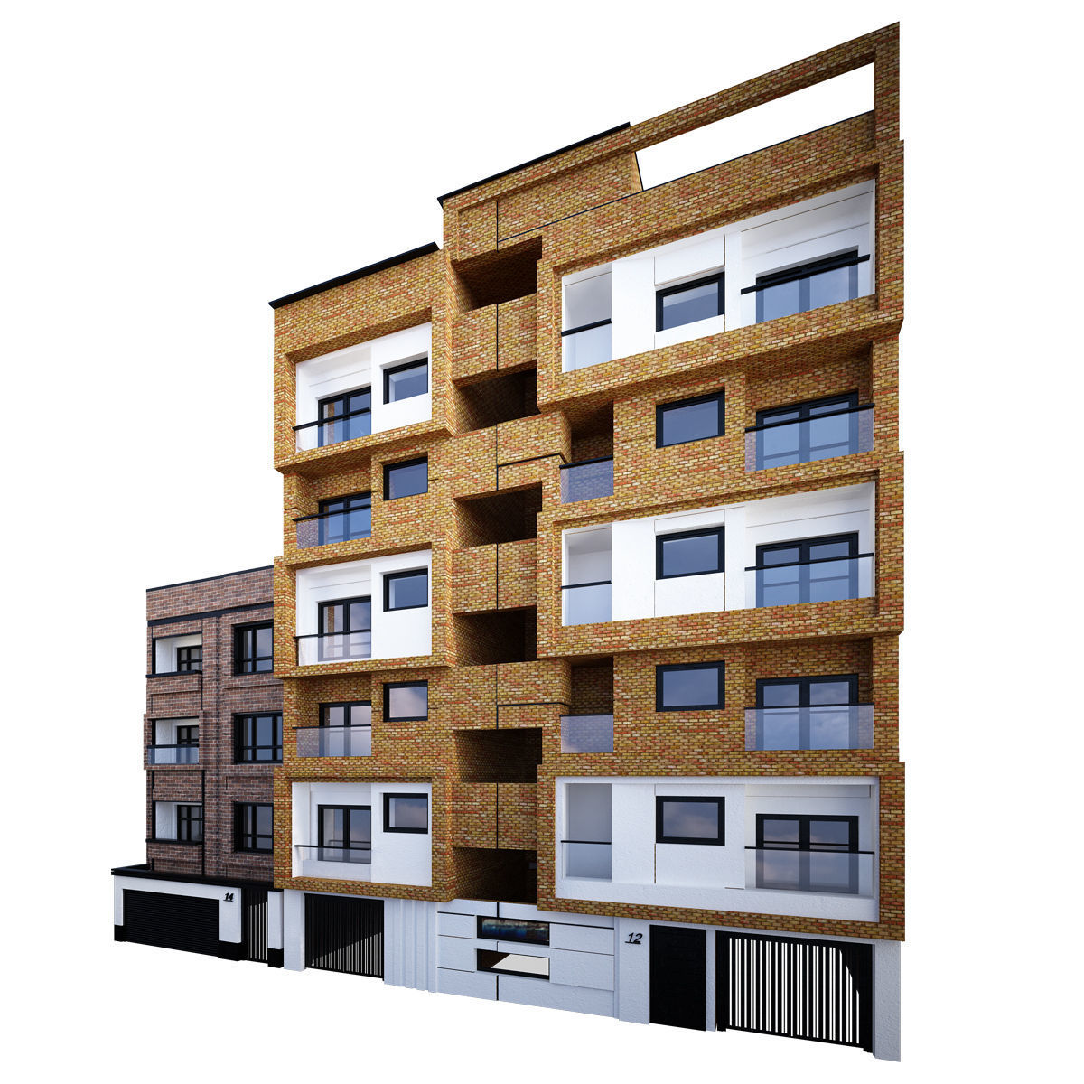 2 building apartment 3D model_1
