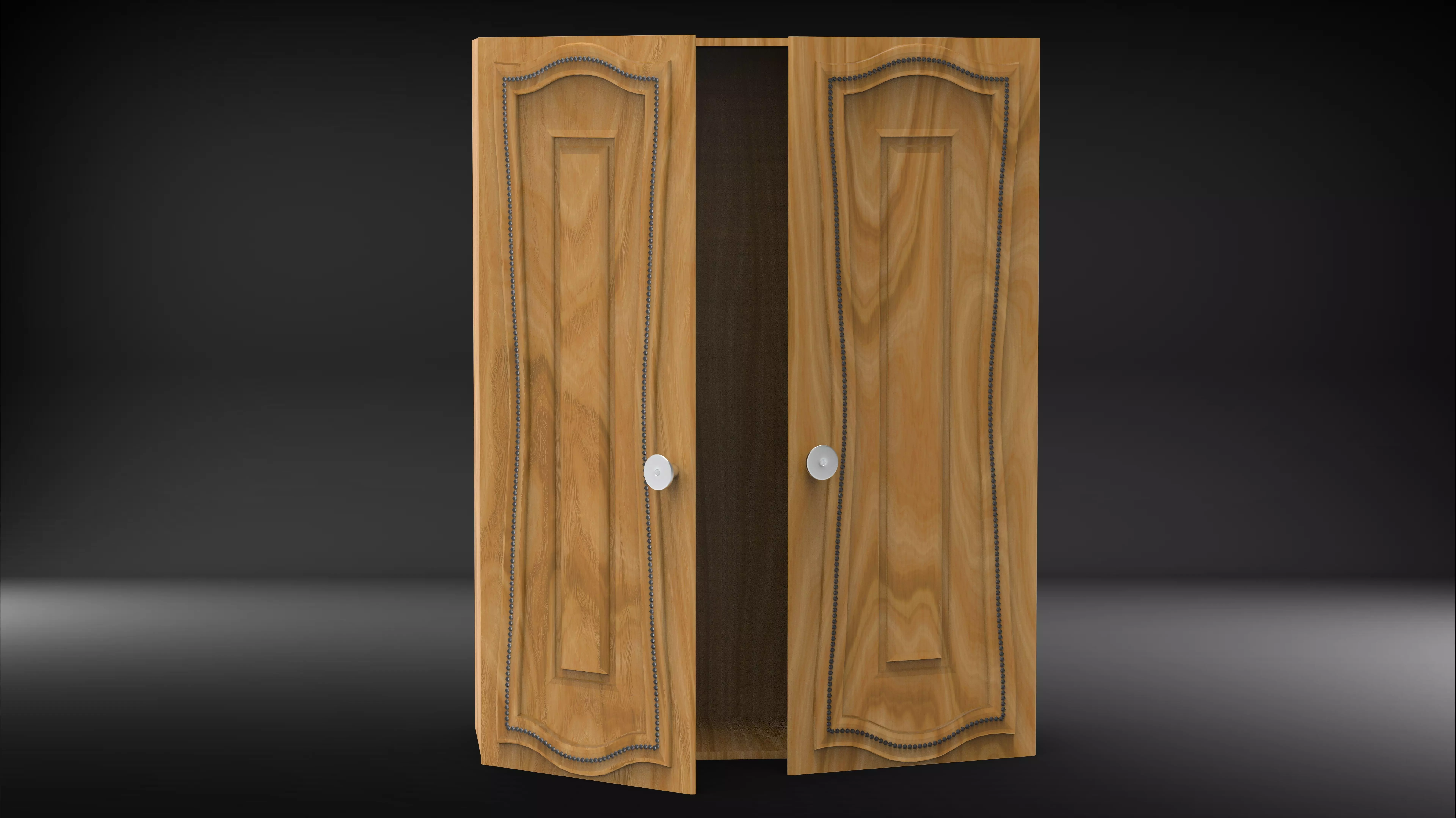 wardrobe wooden cabinet with two doors Free 3D model