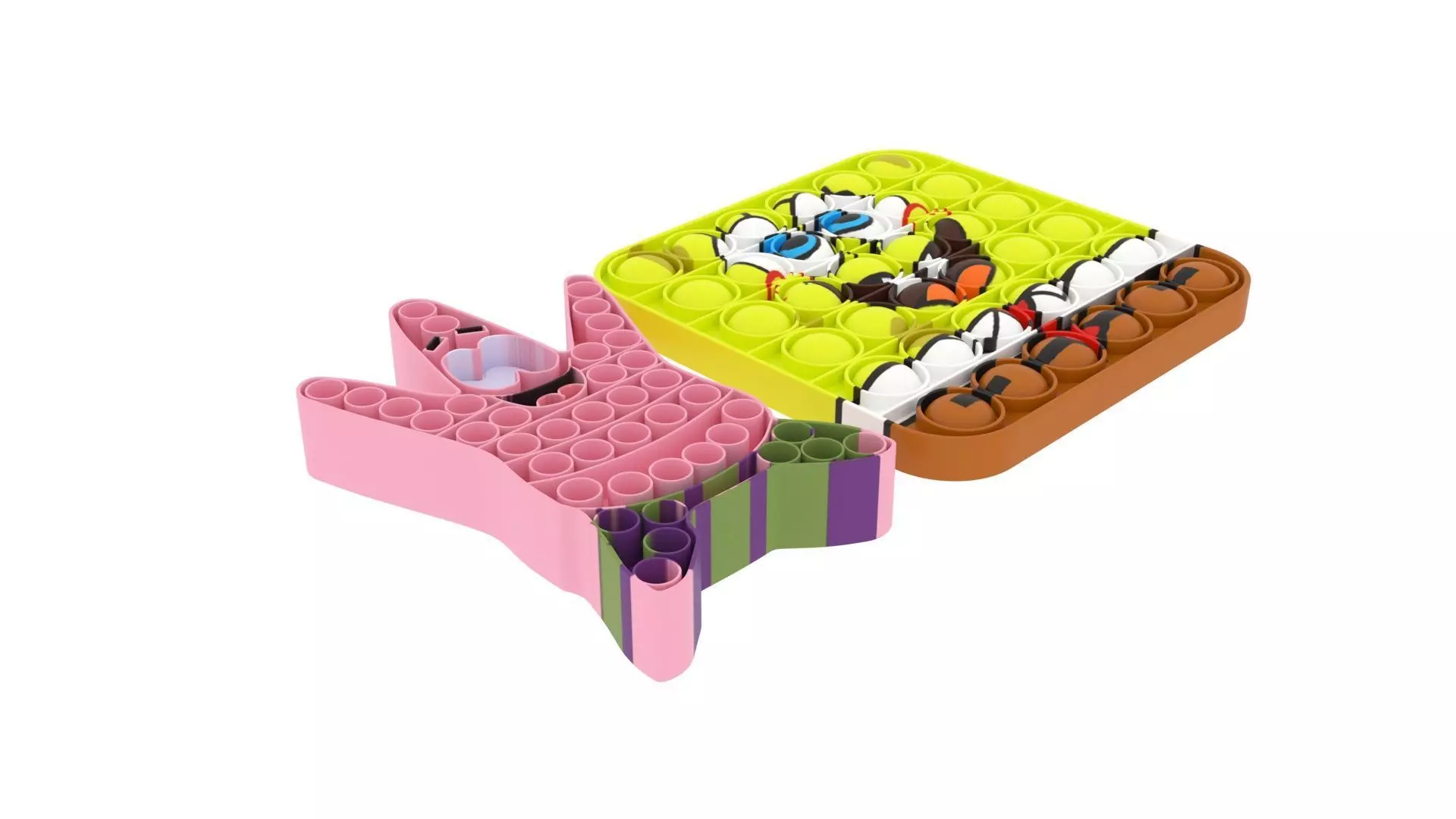 Spongebob and Patrick Pop It Fidget Toys Set 3D model_0