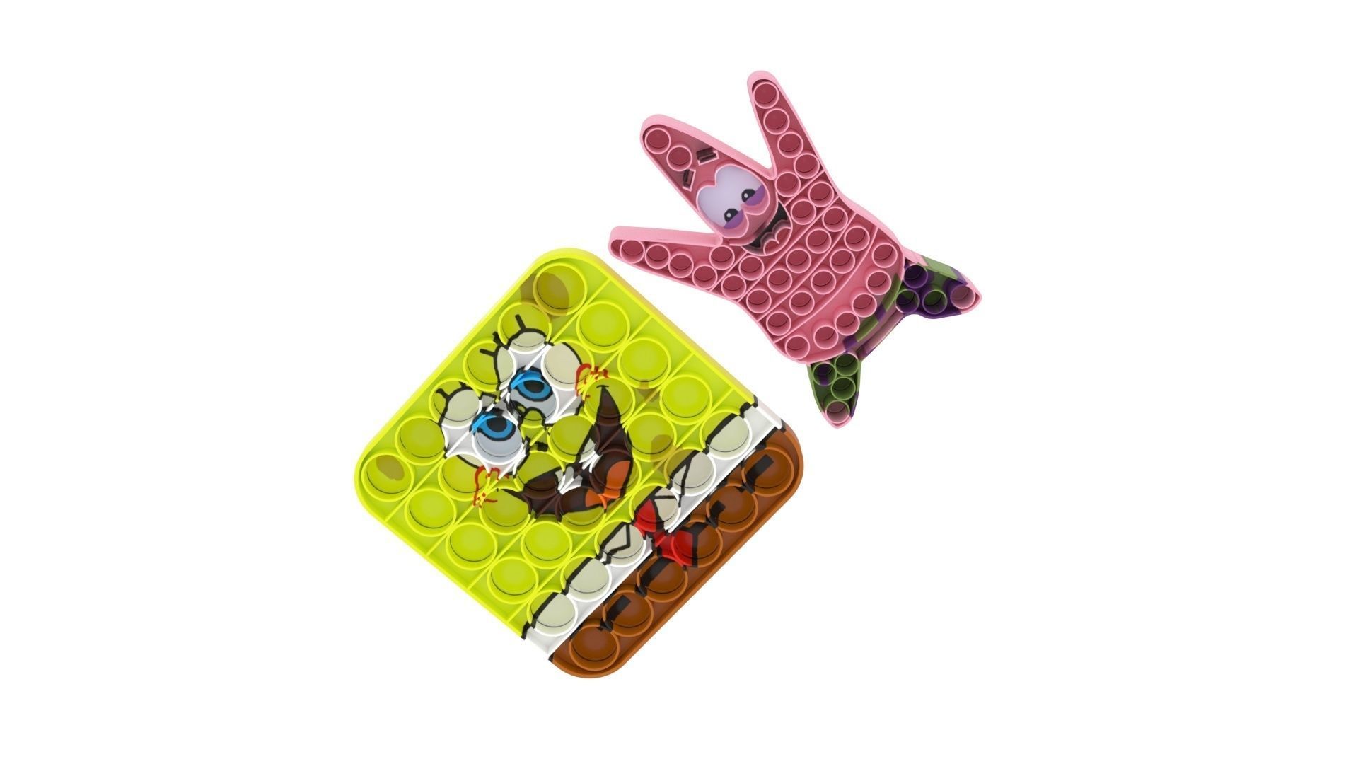 Spongebob and Patrick Pop It Fidget Toys Set 3D model_8